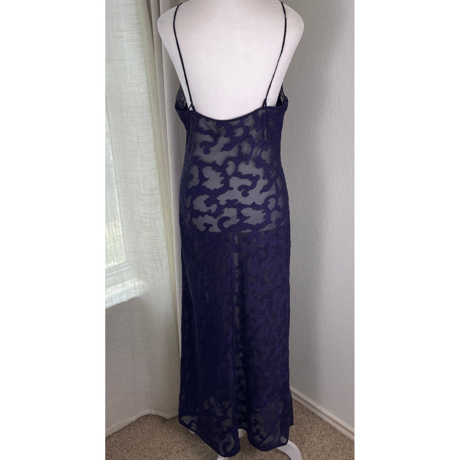 Victoria’s Secret Nightgown Women Medium Purple Good Vintage Gold Label Damask