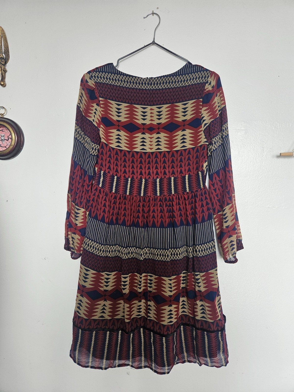Anna Sui Silk mini dress, boho Chic gothic A line size S babydoll
