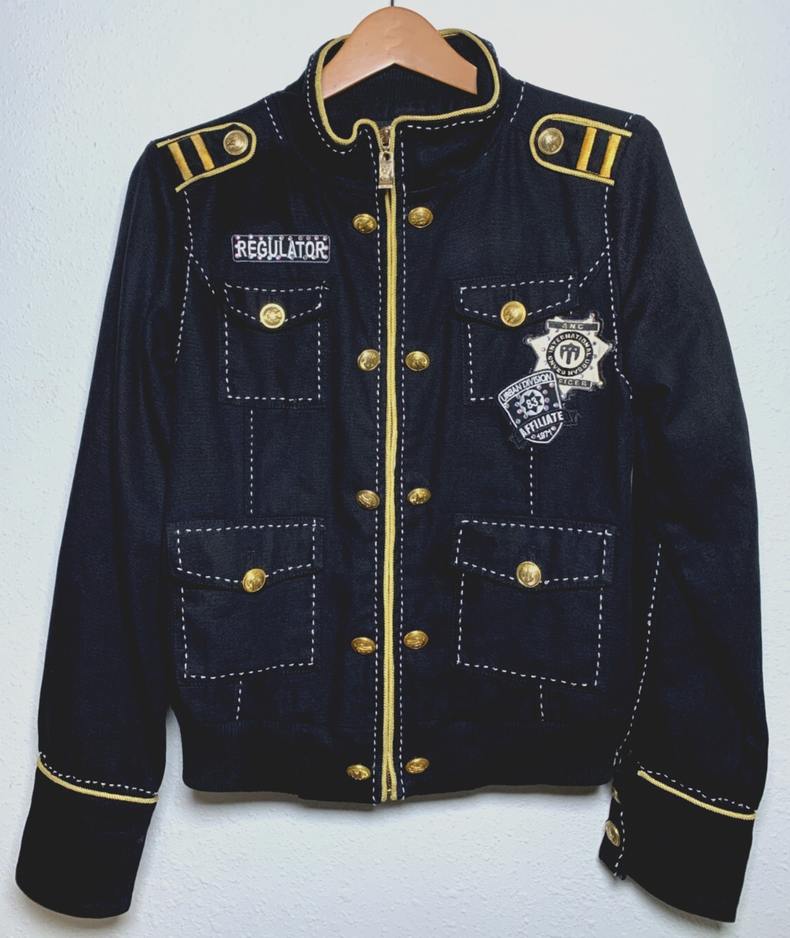 Sour n Cream Women’s Military/Police Style Black Wool Embroidered Jacket Size M.
