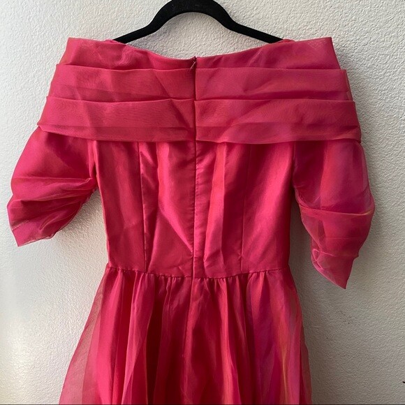 Vintage Watters & Watters pink tulle evening event prom dress gown womens 4