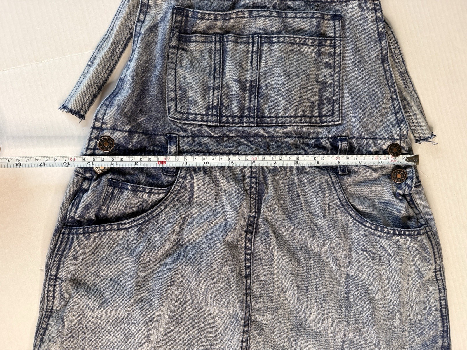 Vintage 80s Belma Womens Acid Washed Overall Skirt Long Denim Jean Stone Large