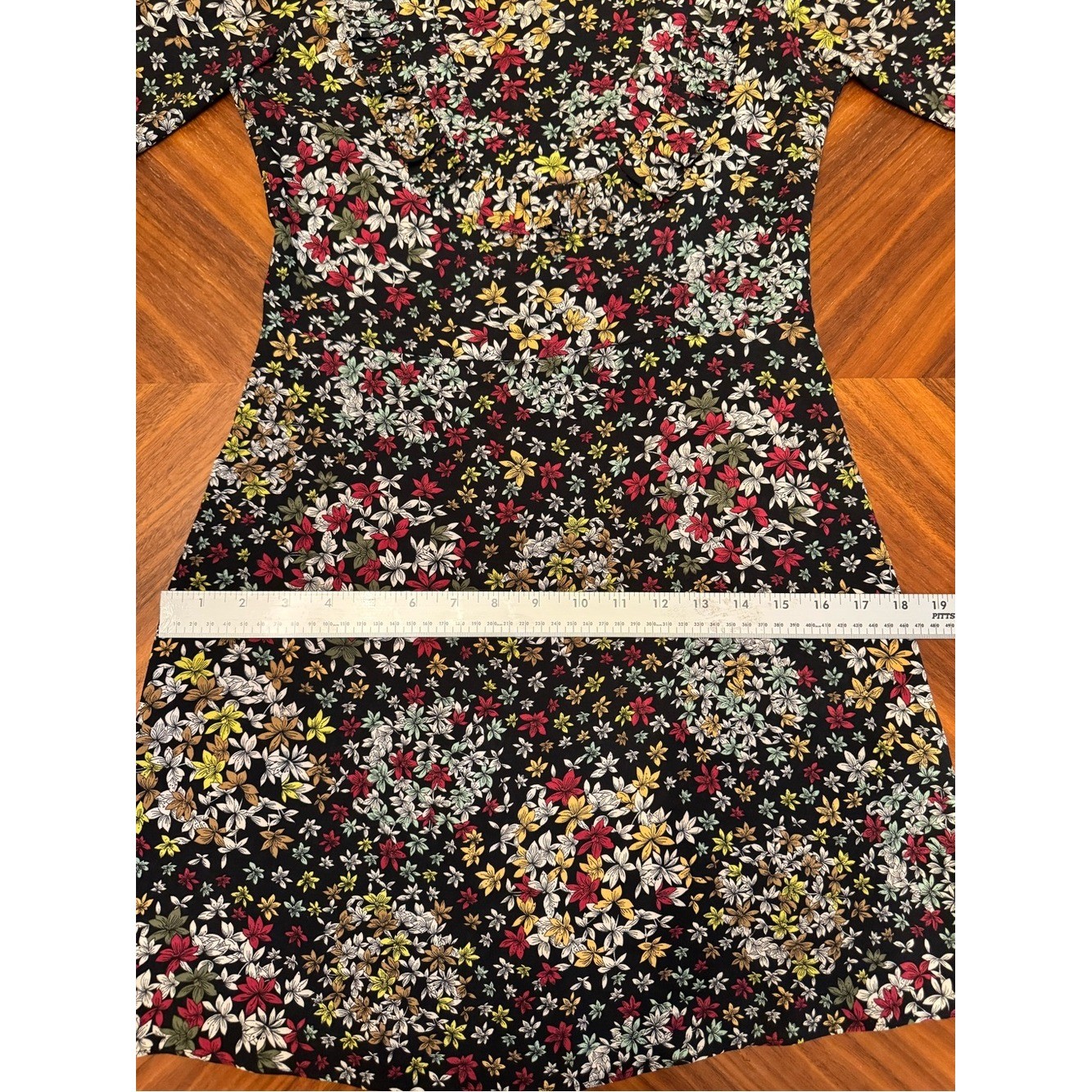 Topshop Floral Ruffle Mini Dress Black Multi Long Sleeve US 4 EU 36