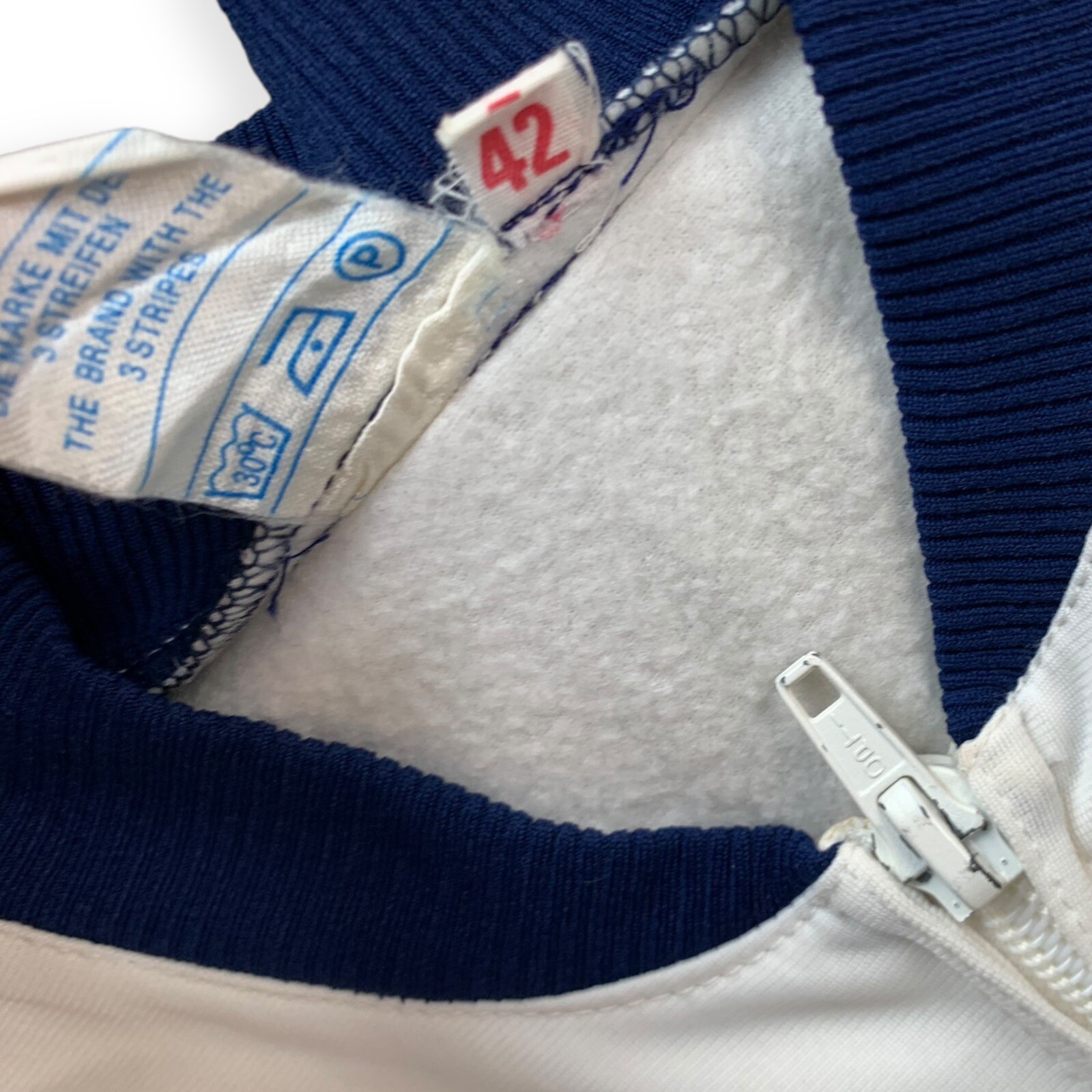 Adidas vintage jacket size 42 L womens 80s track jacket white blue old school AJ7