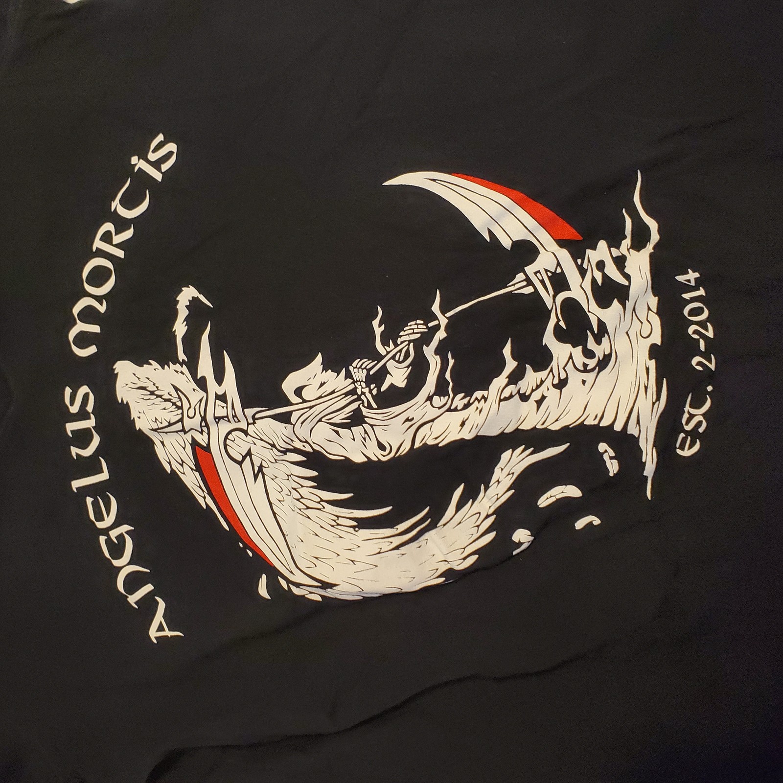 Bella Canvas Women’s Black Angelus Mortis Graphic V-Neck T-Shirt Size M EST 2014