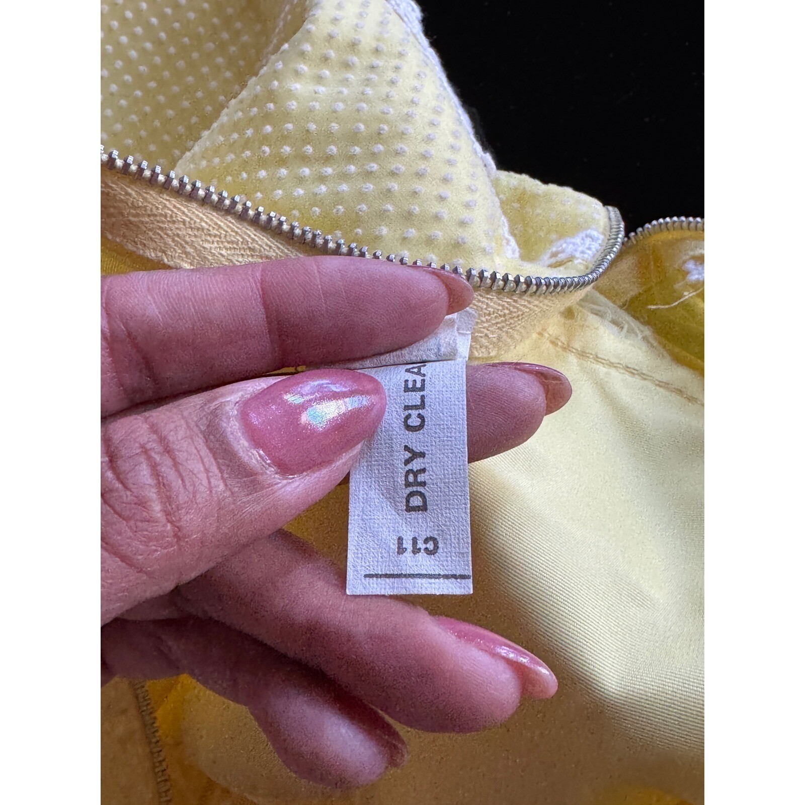 Vintage 70s Yellow Swiss Dot Lace Maxi Dress ILGWU Union Made Boho Prairie Sz 11