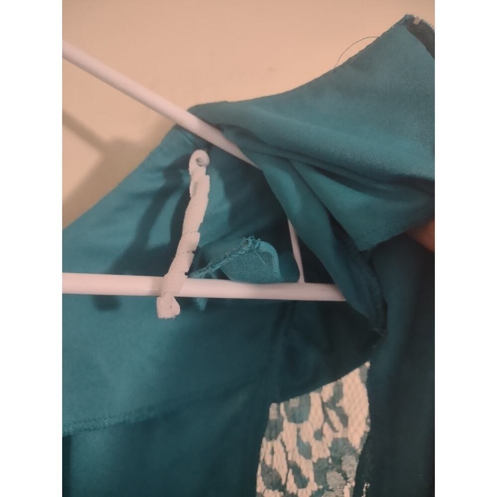 David Rose Vintage teal lace dress Drop waist 1980’s Size Small
