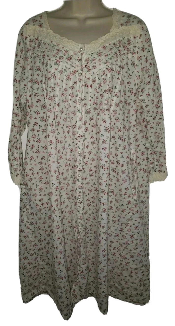 Vtg NORM THOMPSON Midi Nightgown Pintuck Cottagecore Floral Petite Size S Flaw
