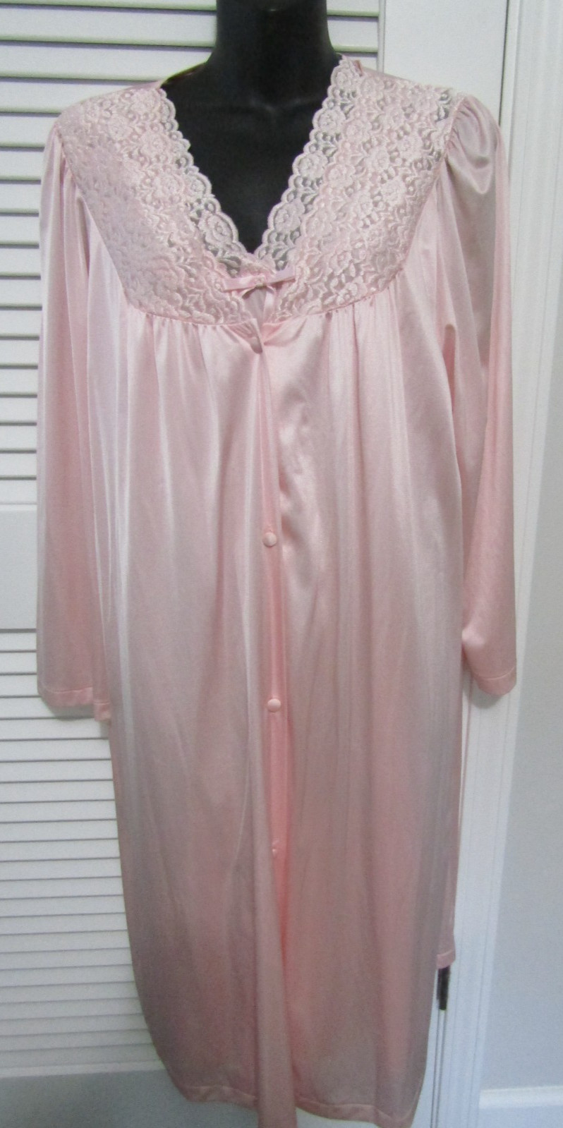 Vtg VANITY FAIR Women’s Night Gown & Robe Peignoir Set Light Pink Size Medium