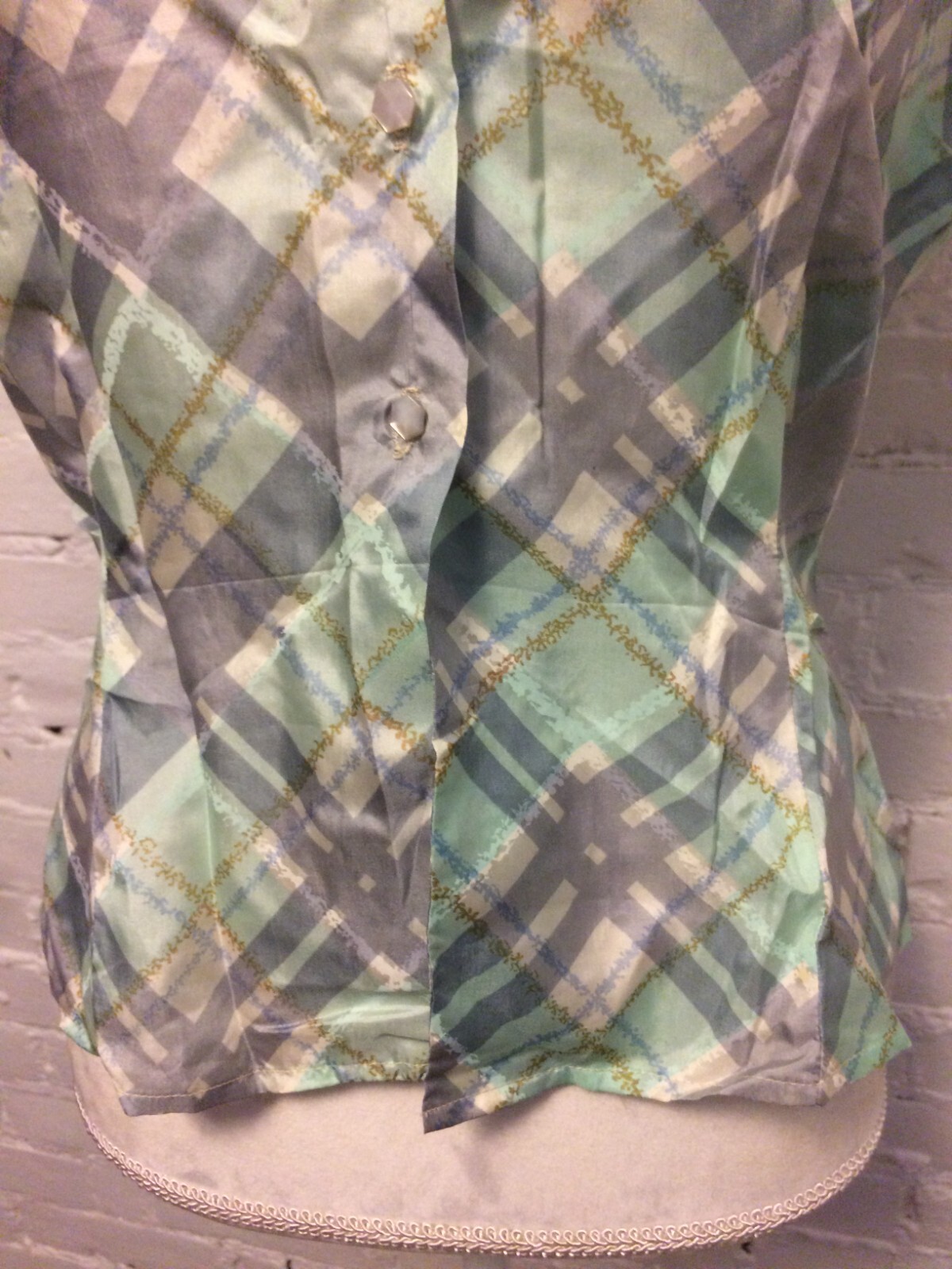 Vintage 60s Morelove The Couturier silk fitted bow neck blouse small secretary