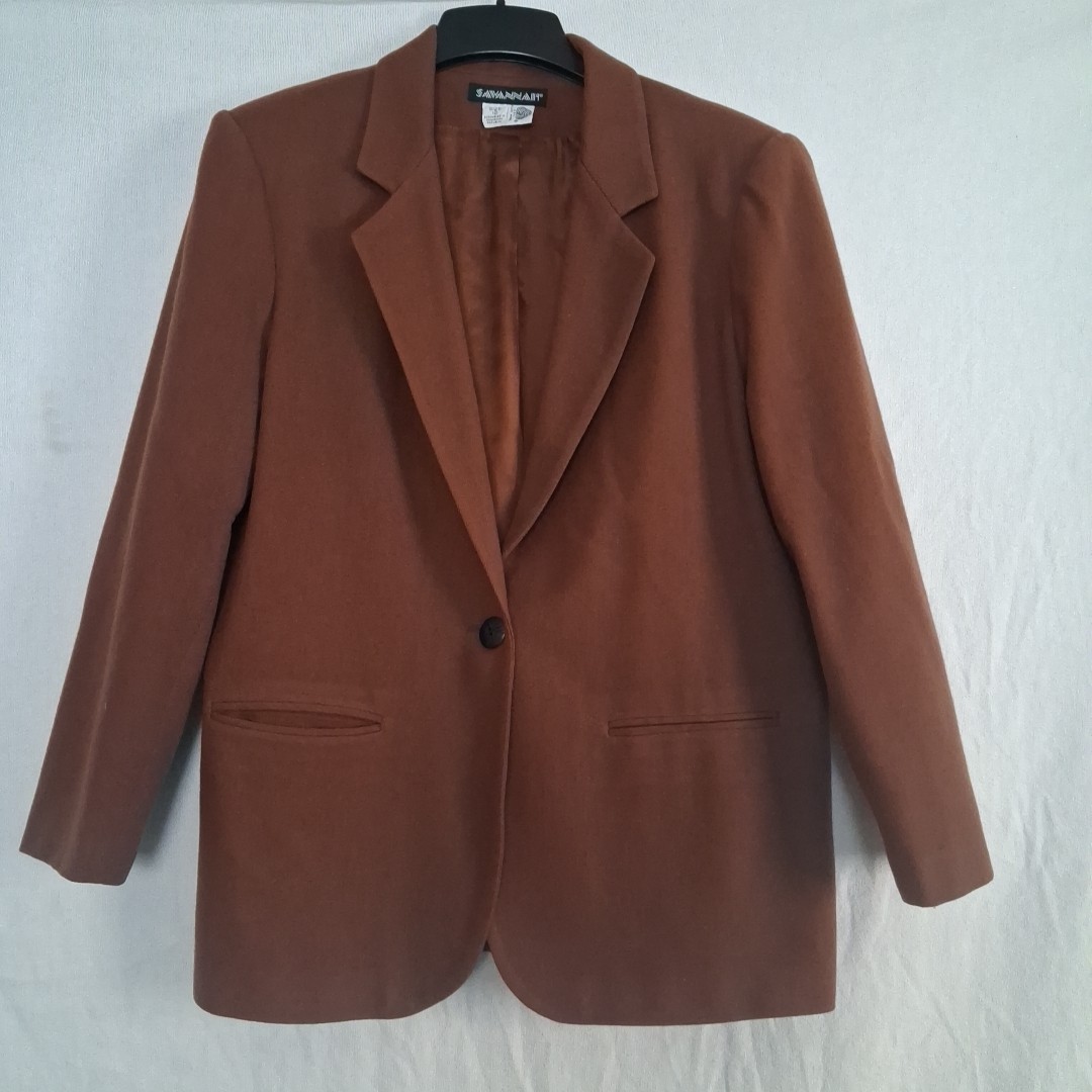 Vintage Savannah 100% Pure Wool Blazer – Rust Brown – Size 12