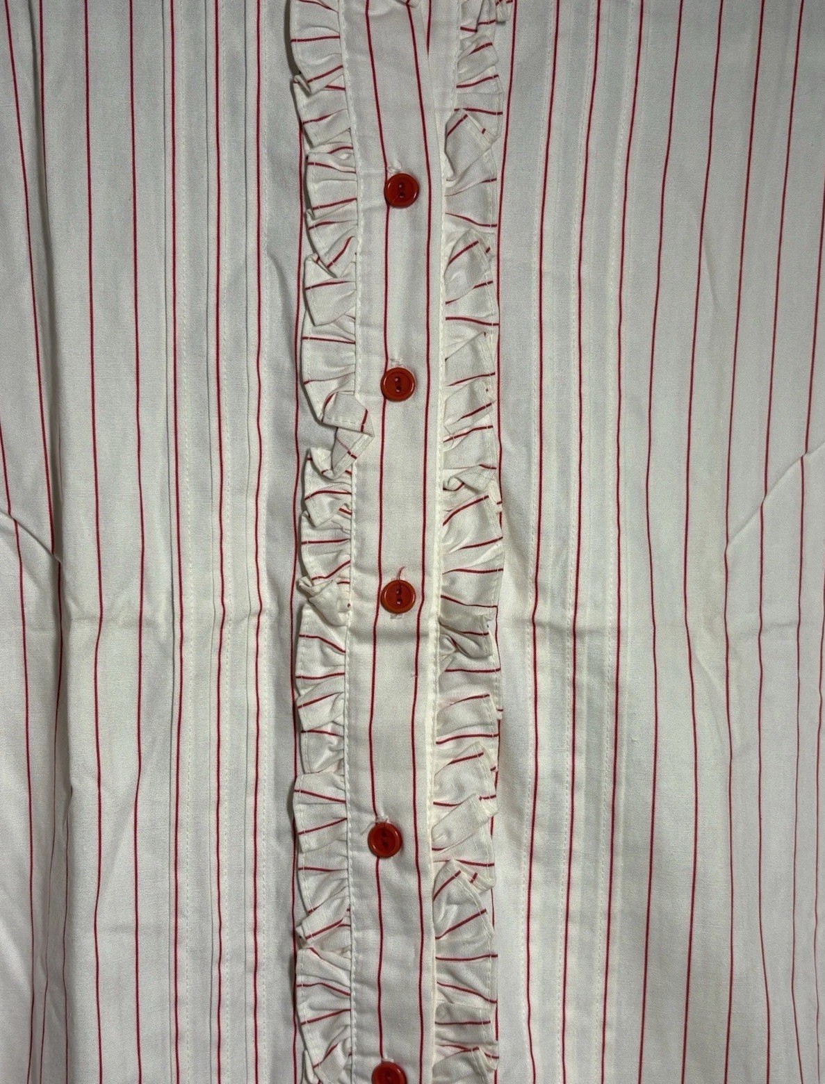 Vintage YOU BABES Striped Red White Long Sleeve Ruffle Trim Size Small New