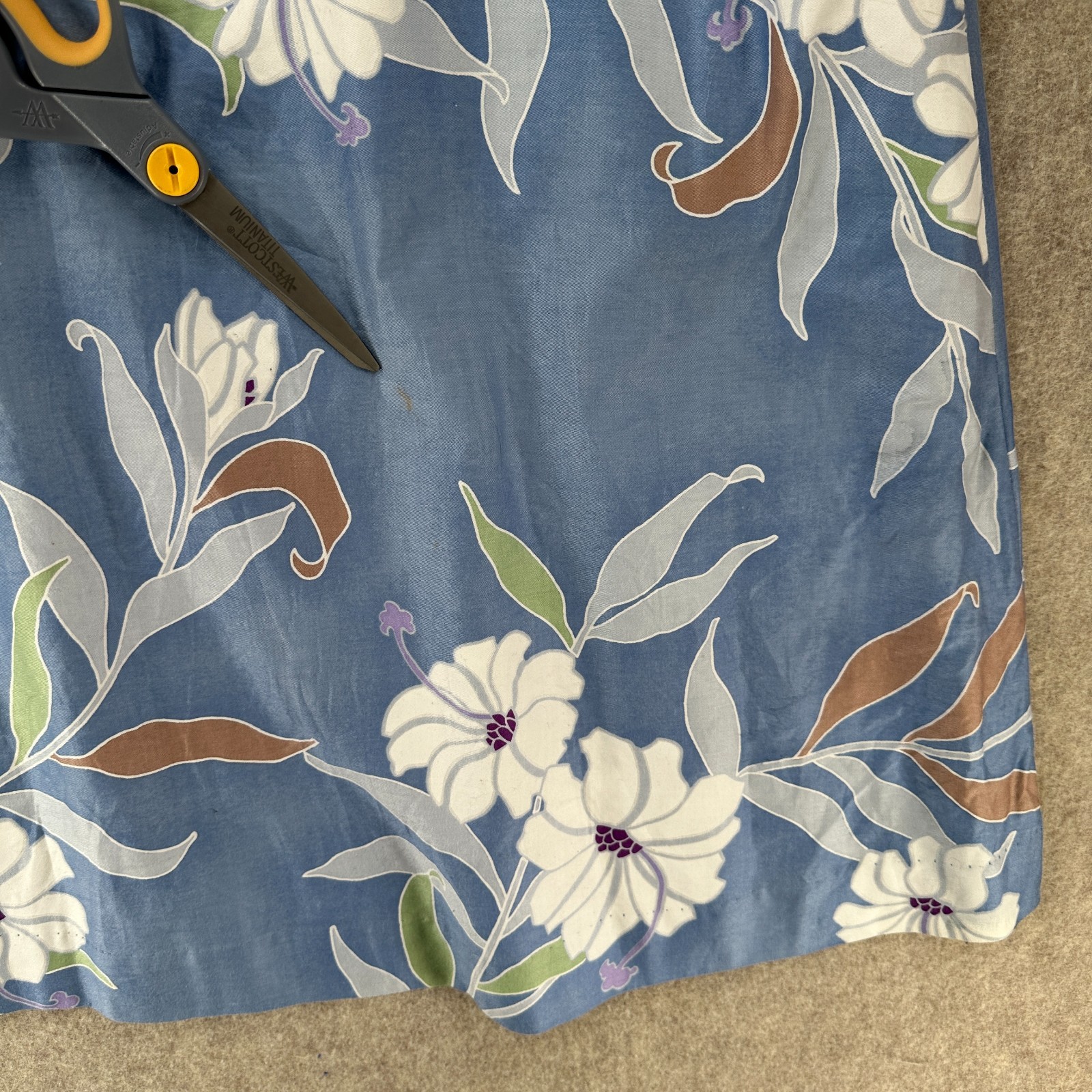 VTG Sun Fashions Hawaiian Dress Muumuu Midi Floral Light Blue Long Women Sz 8