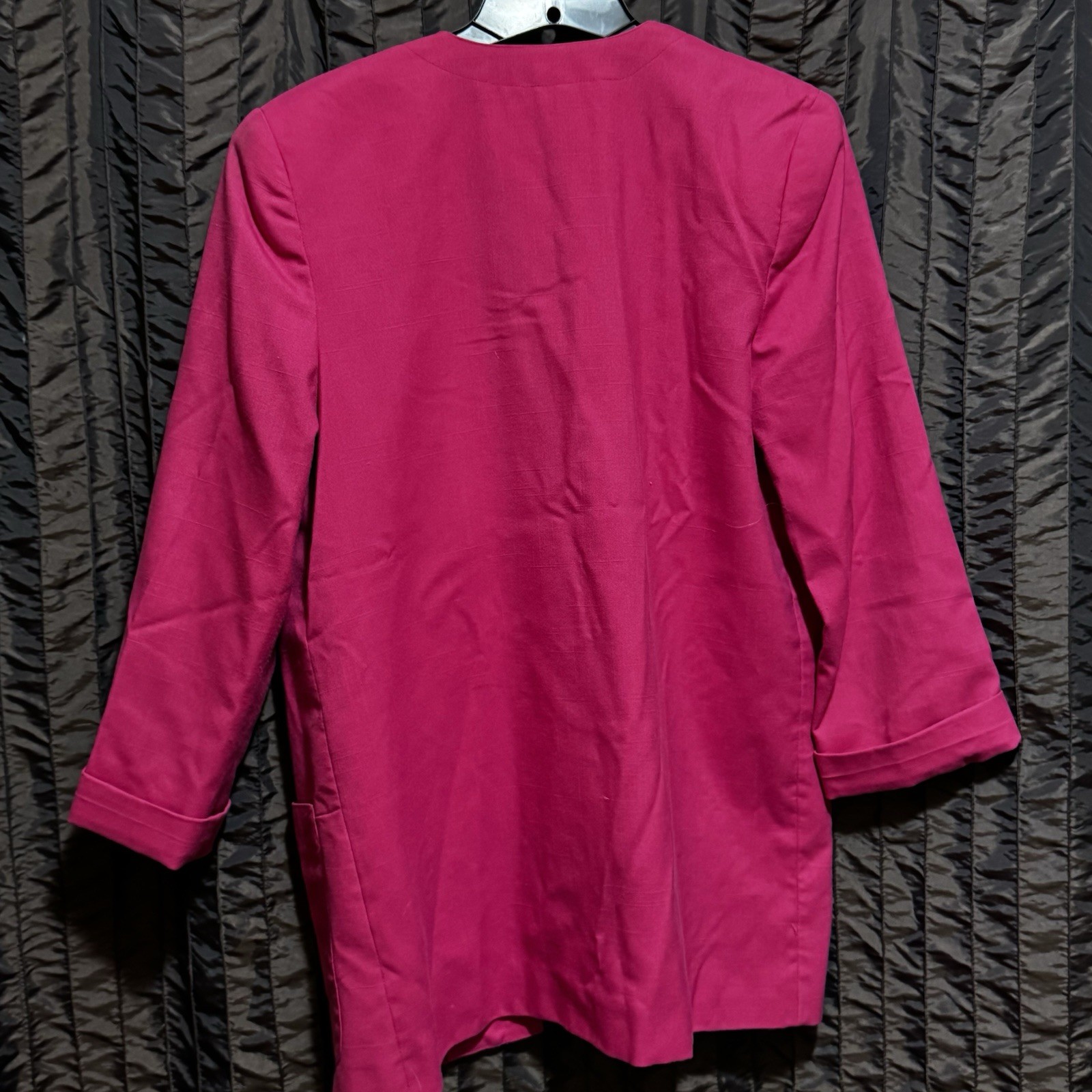 SK & Company Blue Lined 3/4 Sleeve Pink Open Blazer Lined Retro Vintage 80’s