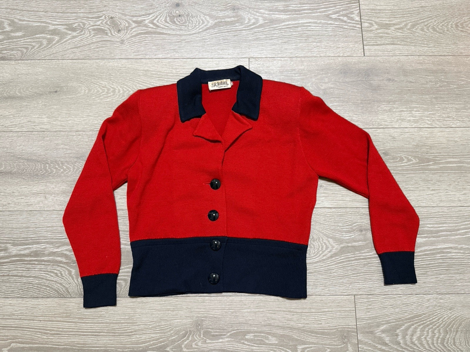 Early St. John By Marie Gray Vintage Red Santana Knit Blazer/Cardigan Size 8 60s
