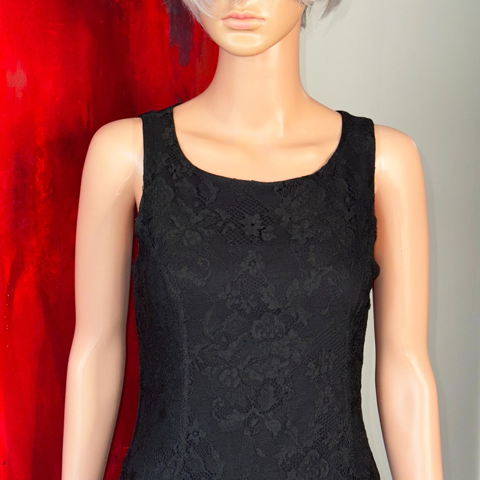 GIANNI VERSACE VERSUS black lace mini dress size 46 from S/S 1994