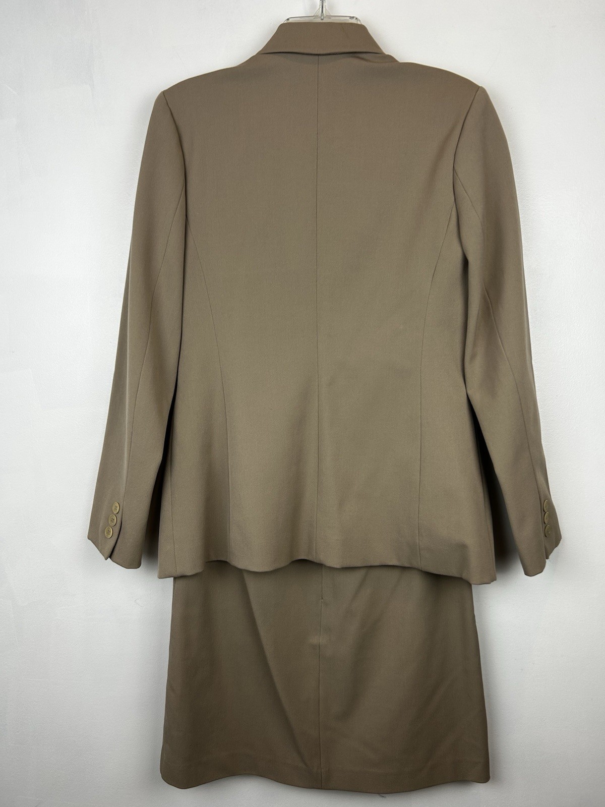 Vintage Skirt Suit Set Women 2 Mini Beige Blazer Stretch Capsule Minimalist