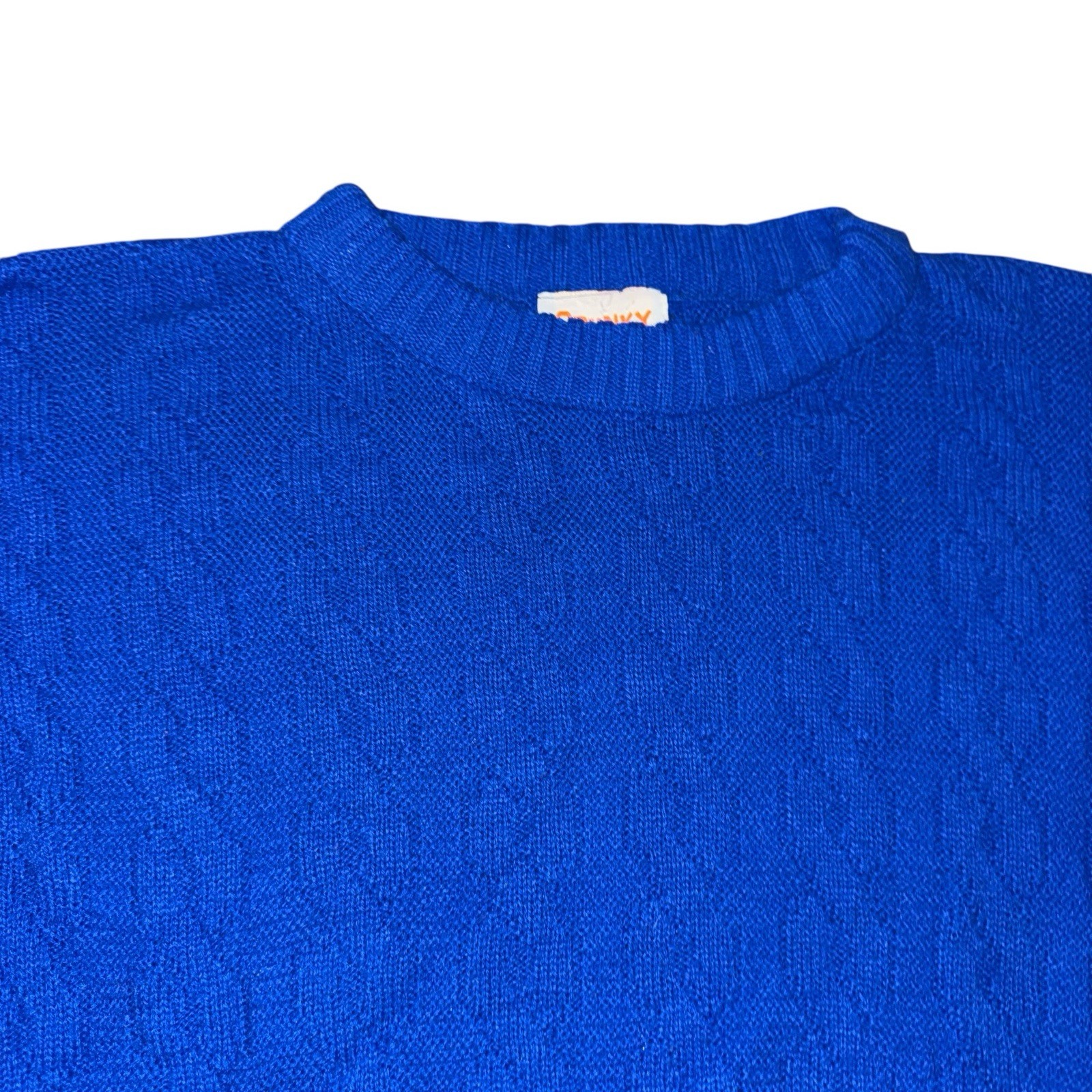 Vintage 90s Women’s Sweater Spunky Size Large Bright Blue Pattern USA Made