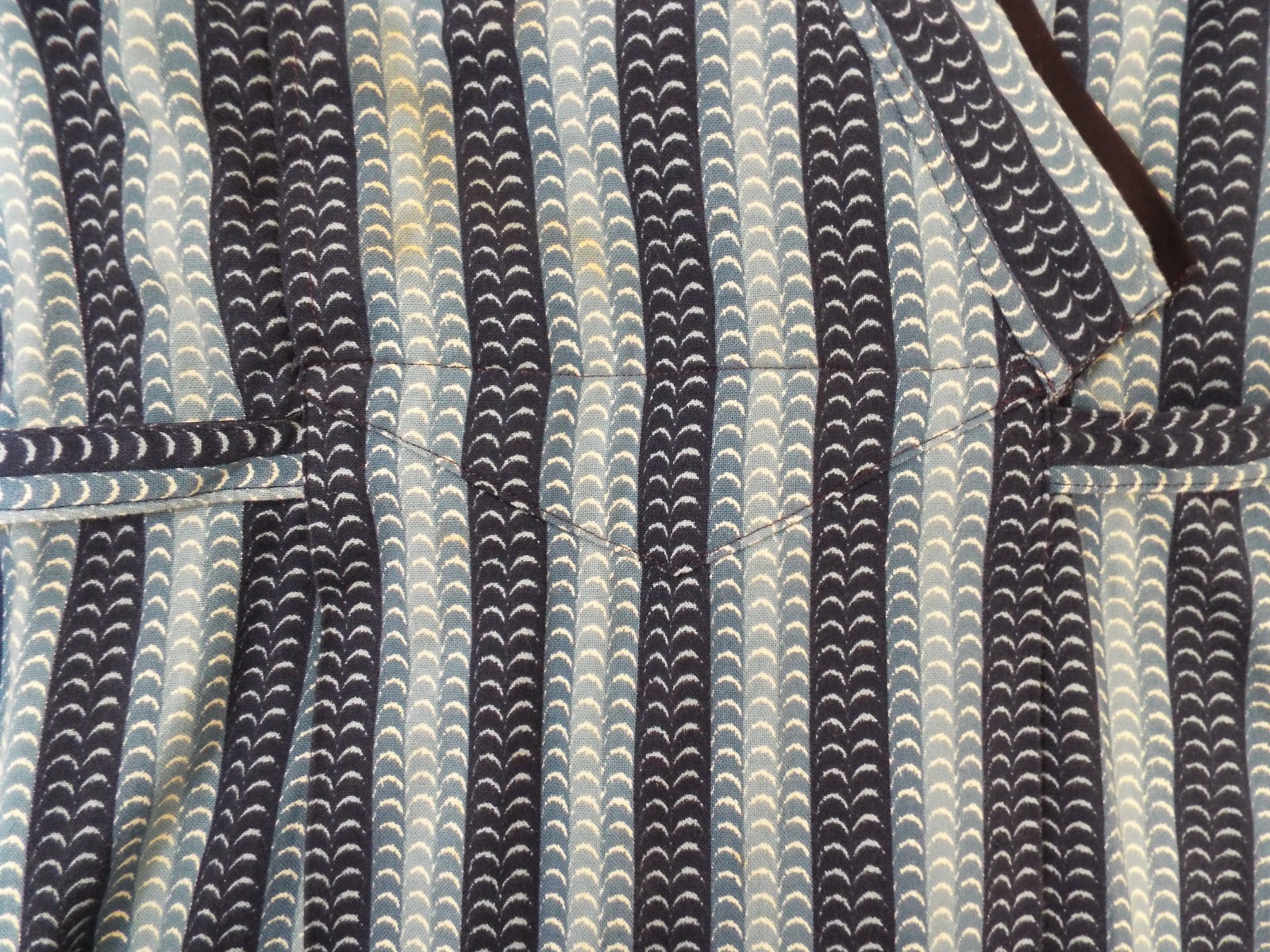 Vintage 1970s KENZO Jap Kimono Long Robe Dress 38 Blue Cotton Wrap Front Belt
