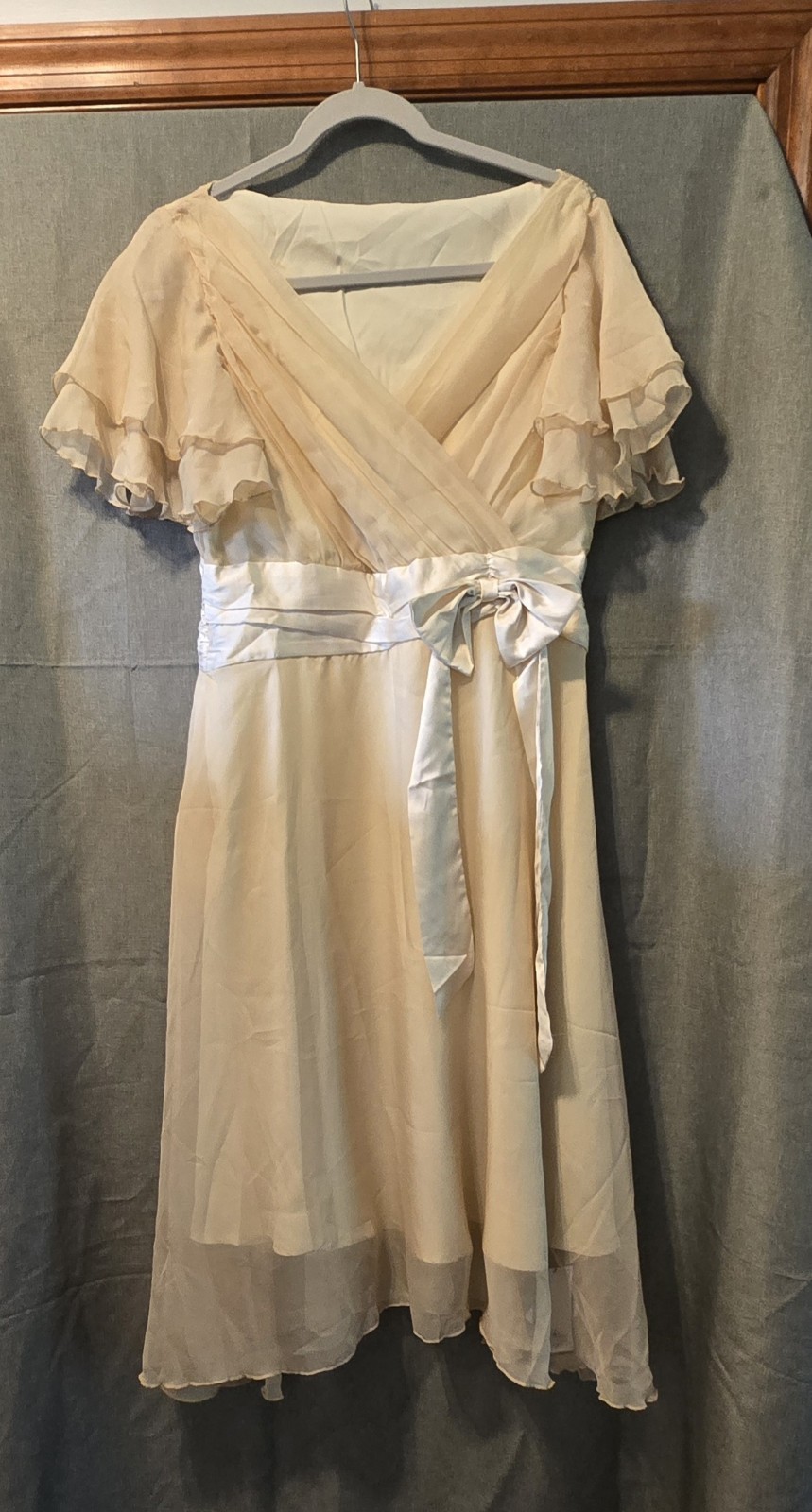 1920’s Inspired Chiffon Lined Side Zipper W/scallop Sleeves New W/out Tags W/bow