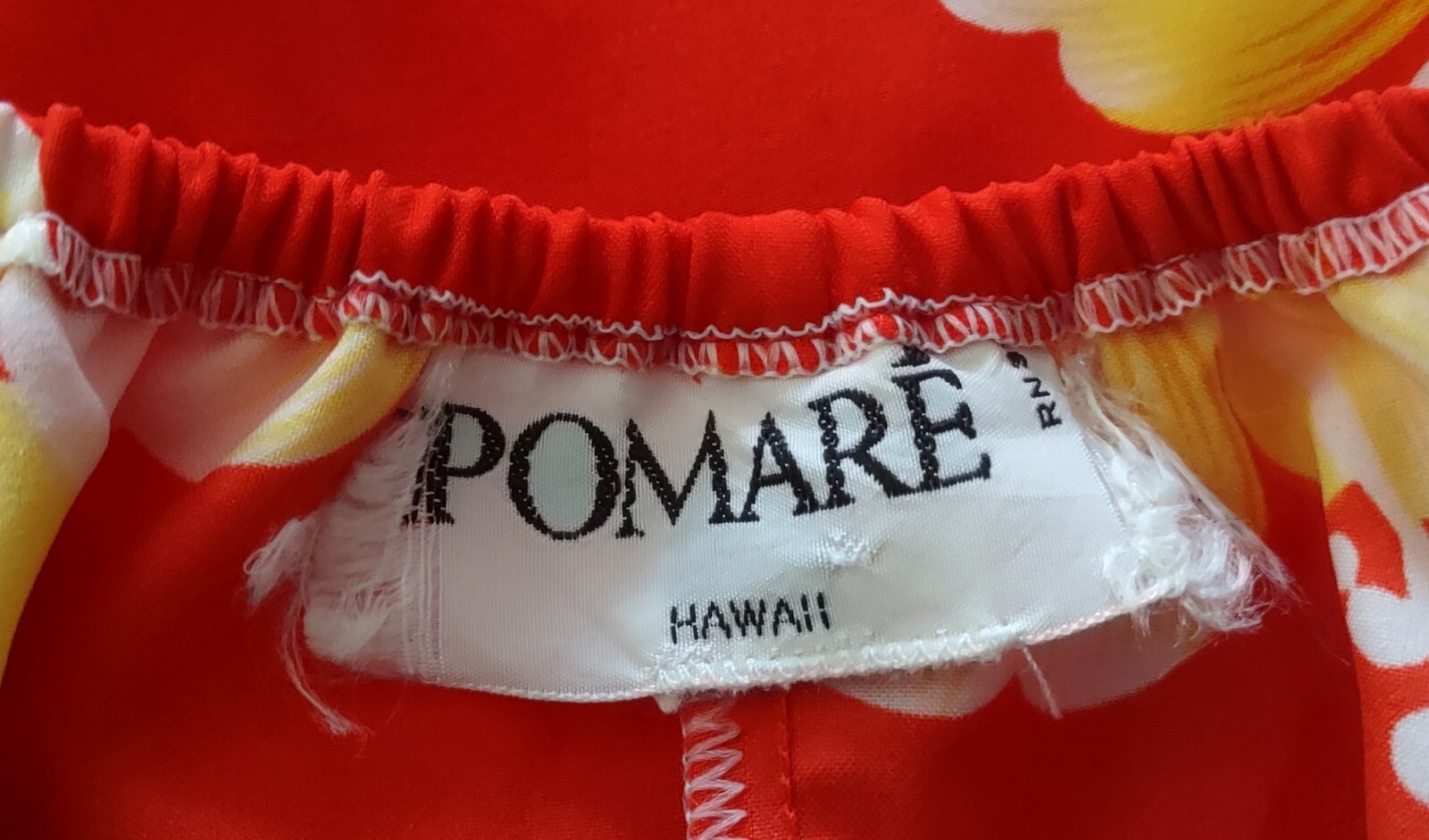 Vintage POMARE Red Yellow Hawaiian Flower Ruffle Dress XS