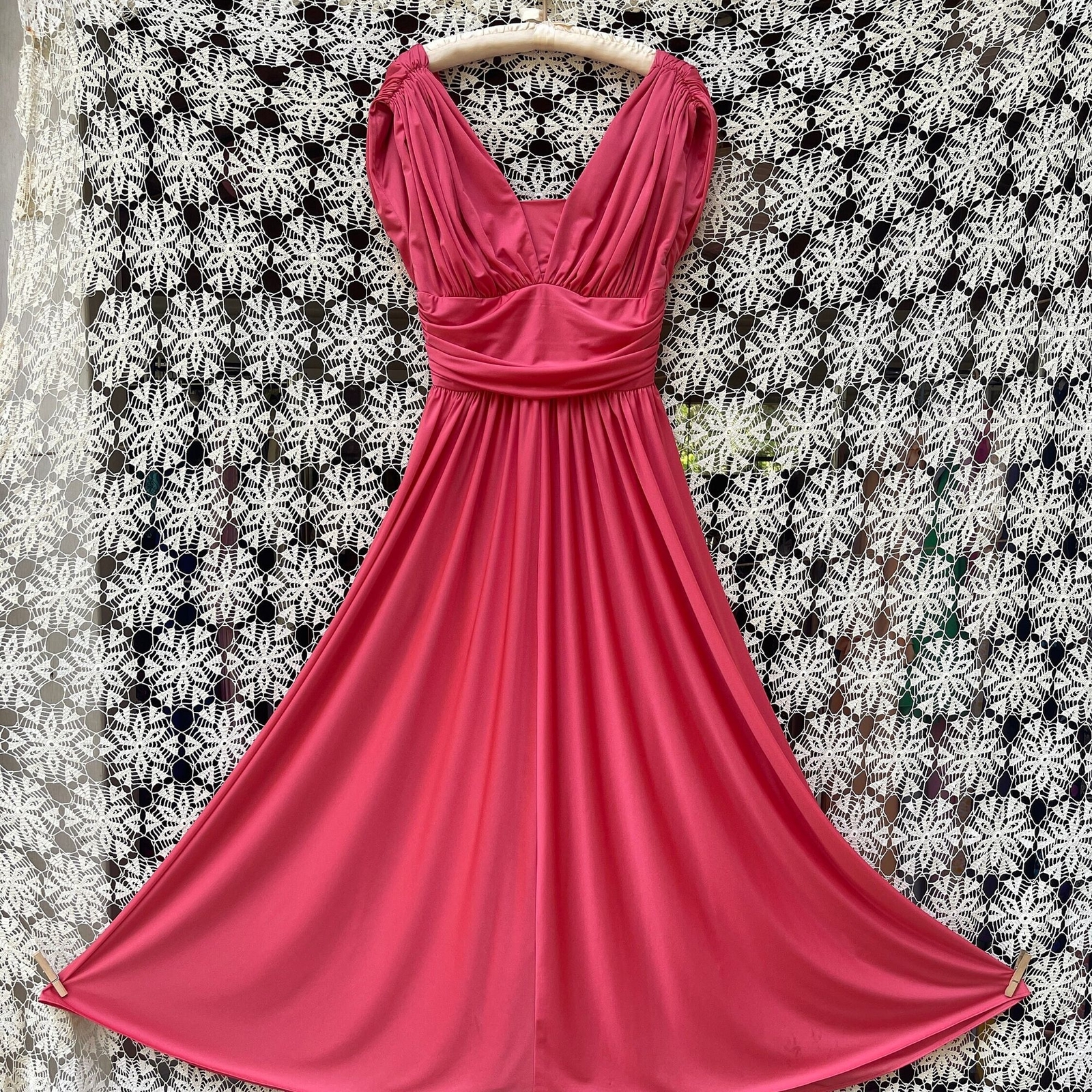 1970s Marita by Anthony Muto Coral Pink Gown S