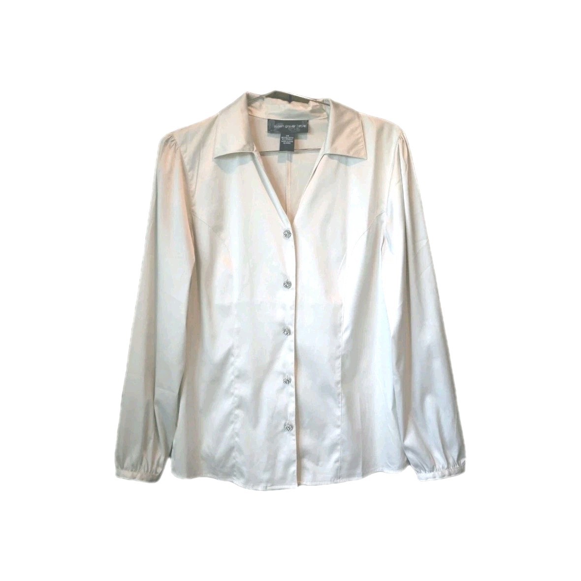 Susan GRAVER Women’s Large White Button-Down Long Sleeve Blouse