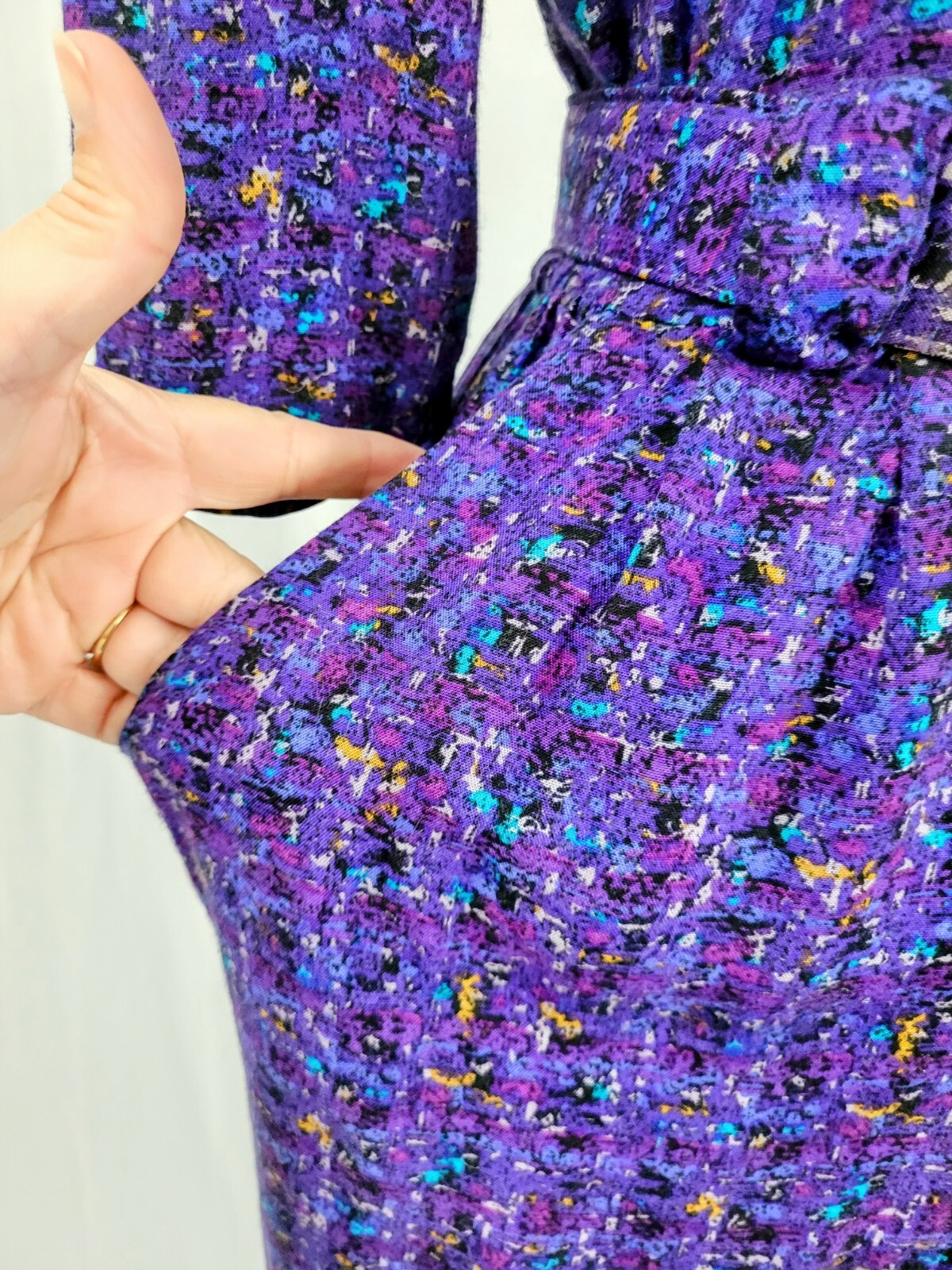 Vintage VLP Petites Purple Button Down Dress w Matching Belt Size S?