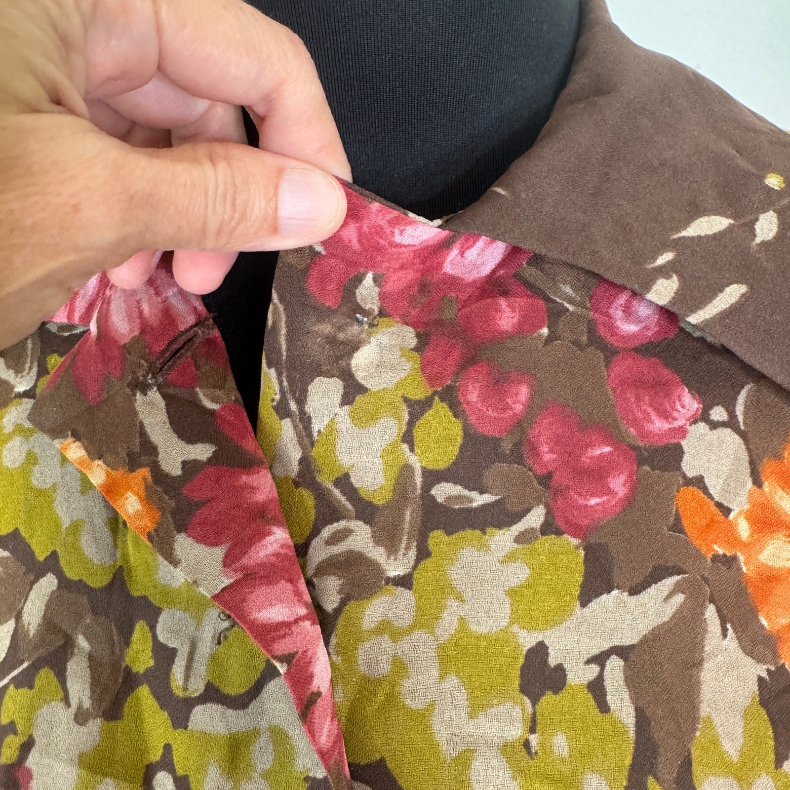 Vintage 1970s Zollner Modell German Floral Blouse Sheer Bishop Sleeve Peplum
