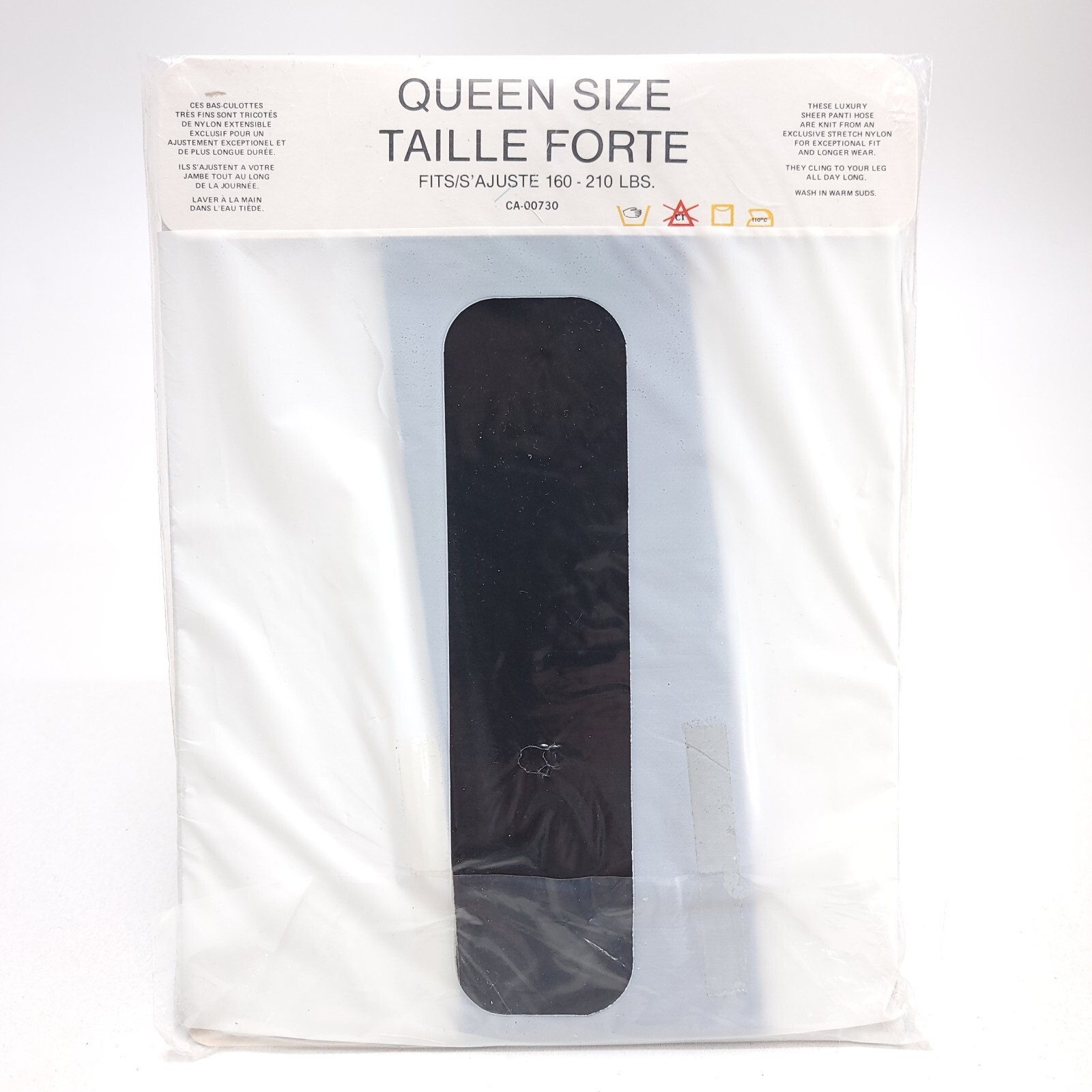 NOS Vintage Bas Culotte Black Pantihose Queen Size One Pair NEW Canada