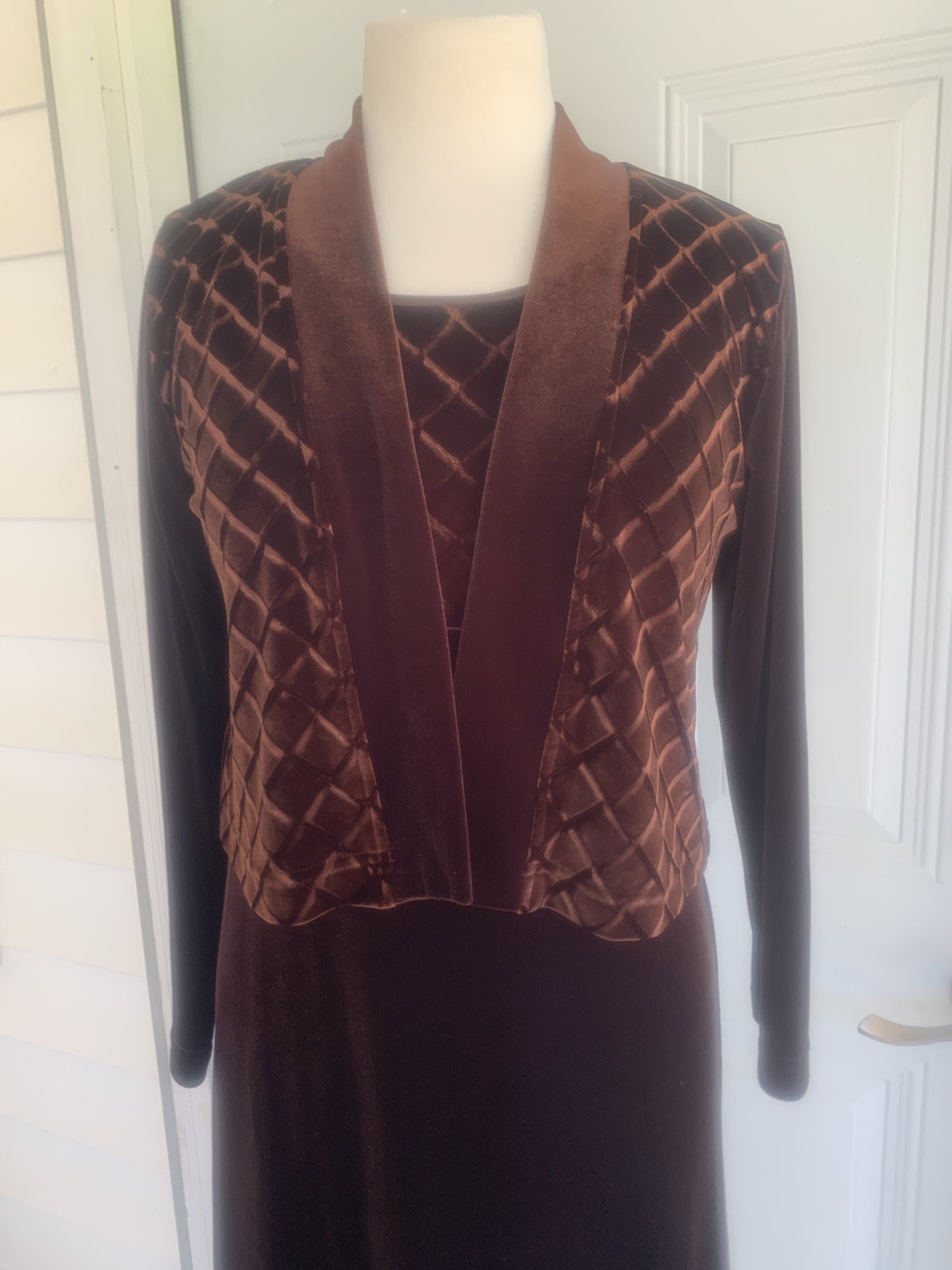 VTG Carol Anderson Petite Velour 2- Piece Maxi Party Wedding Speci. Occasion XS