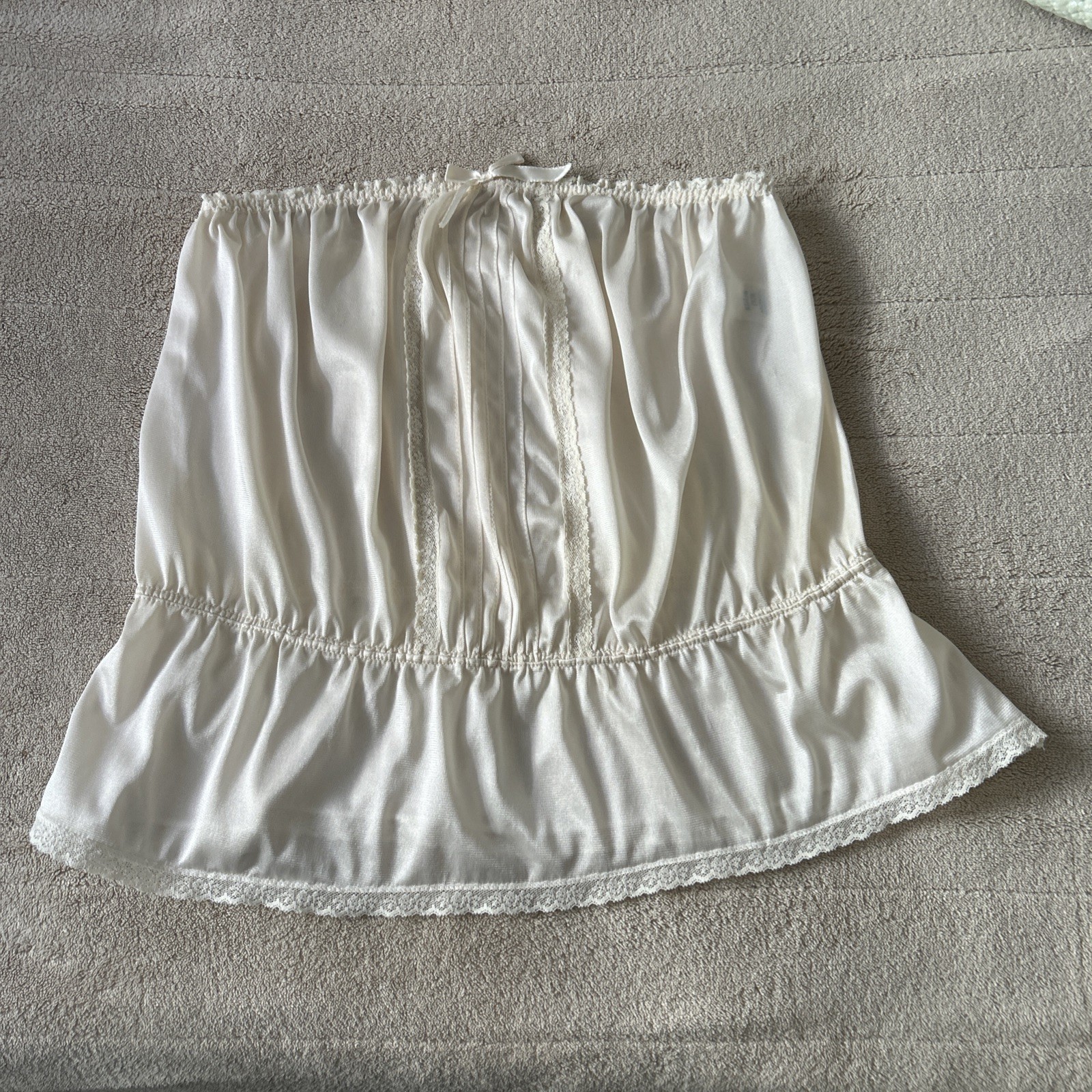 Vintage Movie Star Camisole Strapless Top- Cream Nylon- Size Med