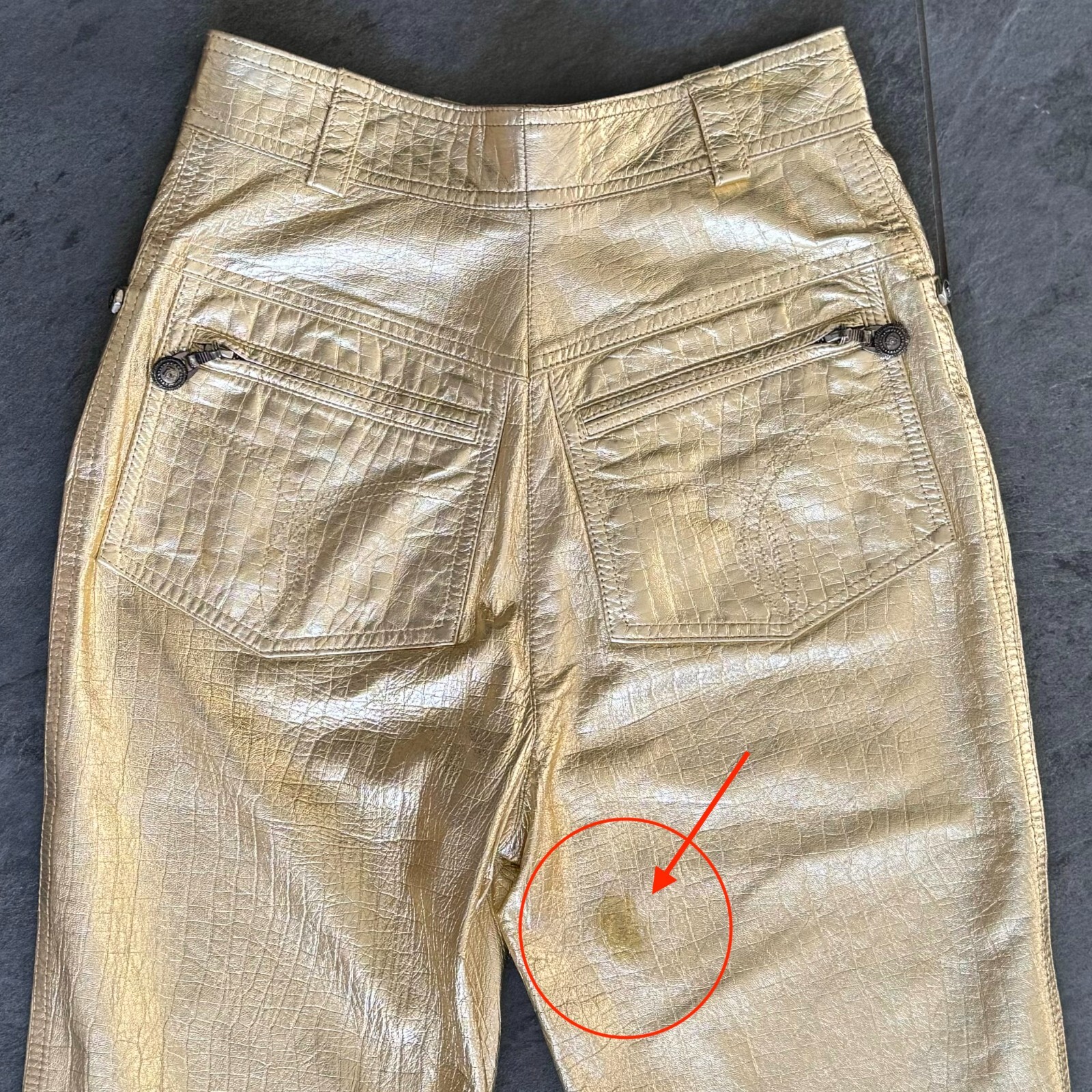 GIANNI VERSACE metallic gold leather pants size IT 40/42 from F/W 1994/95