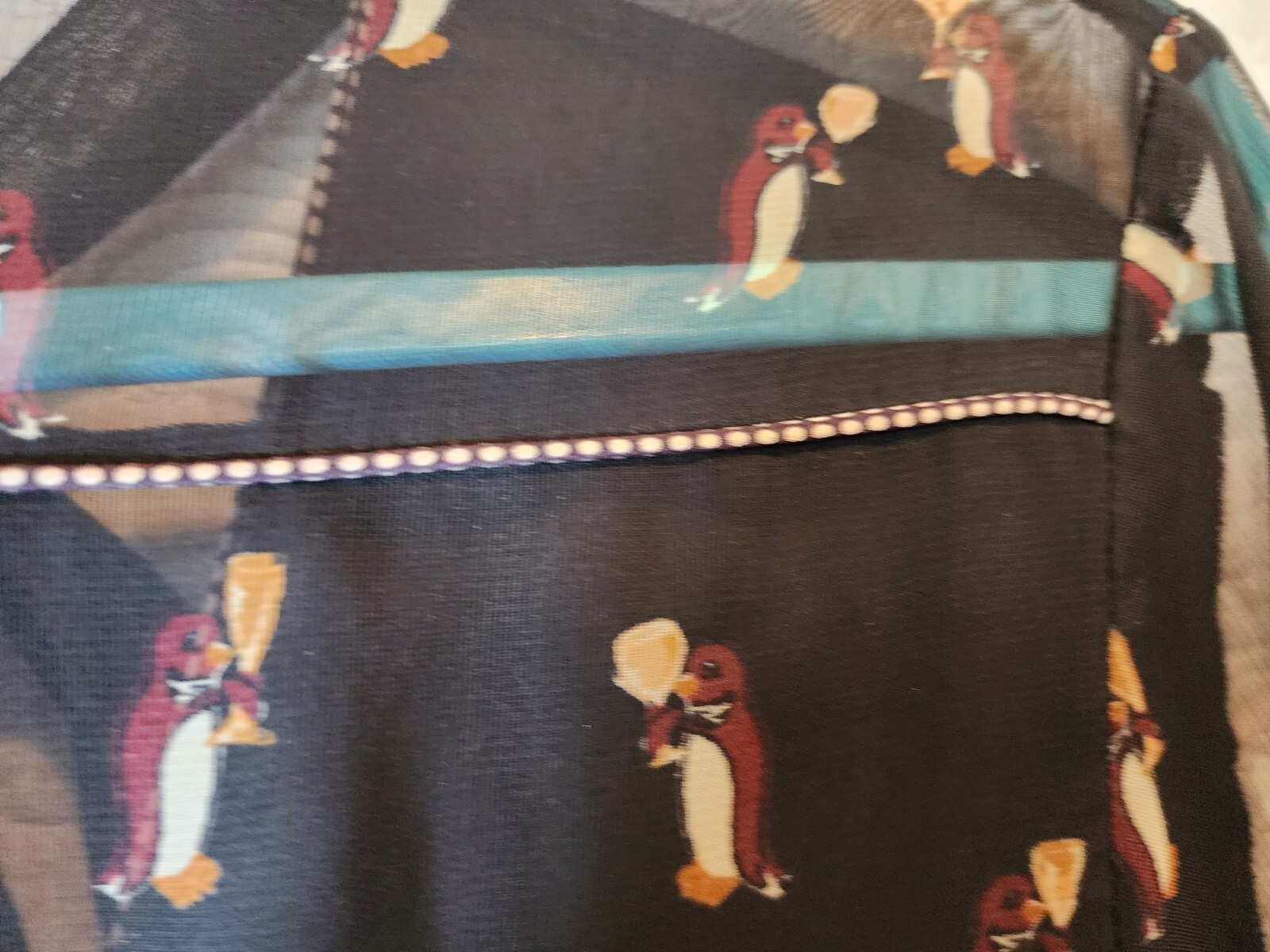 RARE Coach Neck Tie Dress Penguin holding champagne glass Rare print SZ 10.