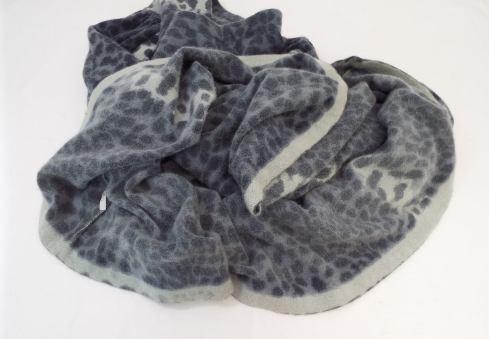 Vintage 1980s KENZO Sweater & Skirt Lambswool Angora Gray Animal Print Blue
