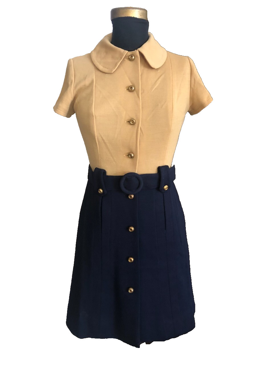 Vintage Joseph Magnin Collection Schoolgirl Dress Retro Short Sleeve 70s XS
