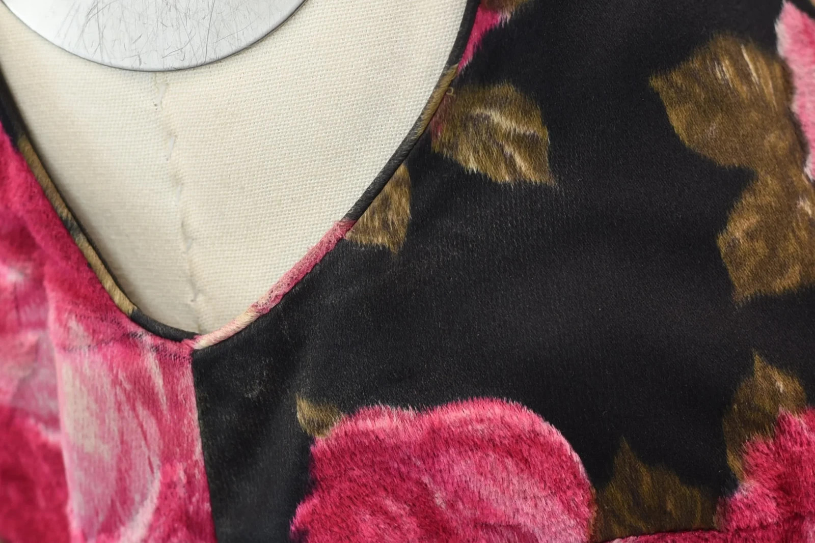 Vintage 1960s Mr. Blackwell Pink Floral Black Silk Gown Dress with Matching Wrap
