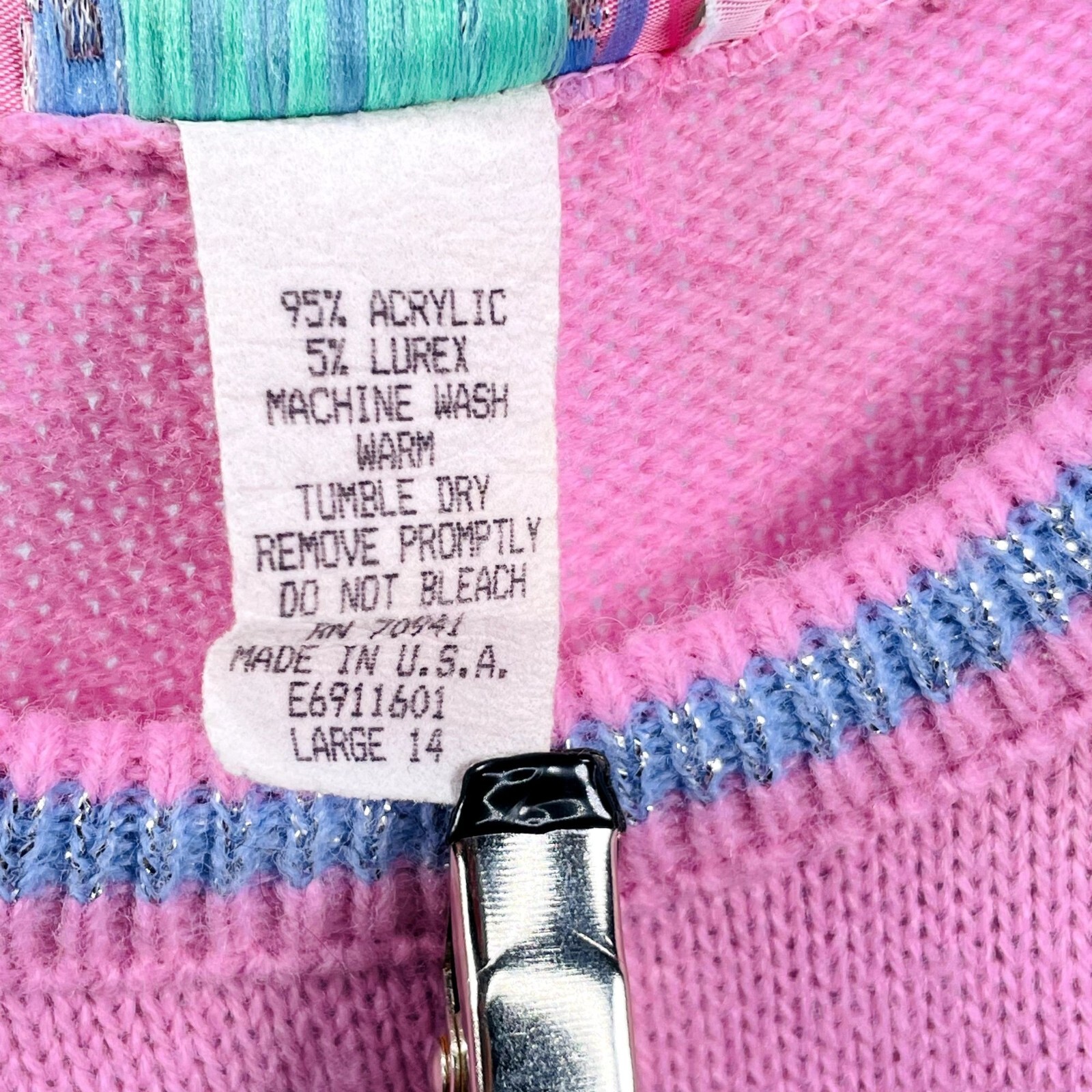 Vintage 80s Girls Pink PRECIOUS Floral Knit Sweater Top Girls 14/16 or Adult XS