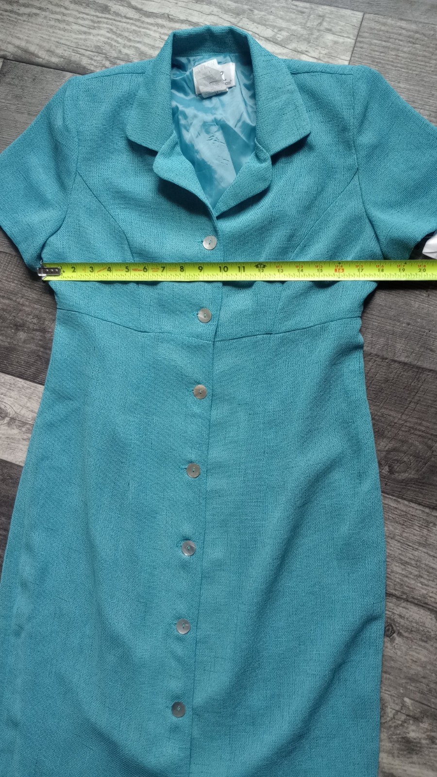 Donna Ricco Women’s 12 Blue Tweed Button Front Midi Dress, NWOT, Vtg