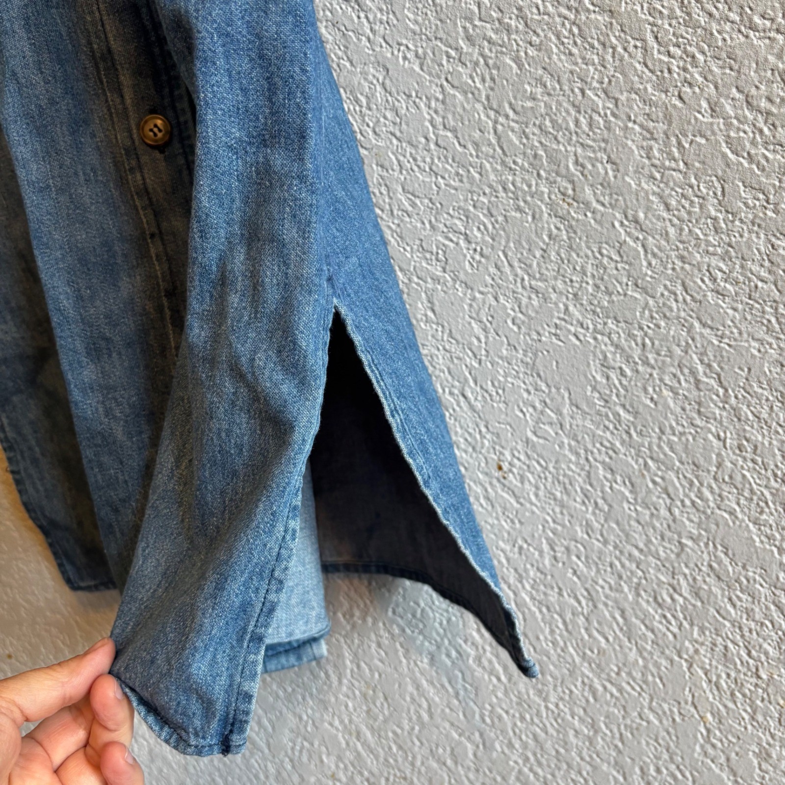 Vtg Saddle Club Denim Maxi Shirt Dress Sz 6 Blue Whipstitch Western Country Boho