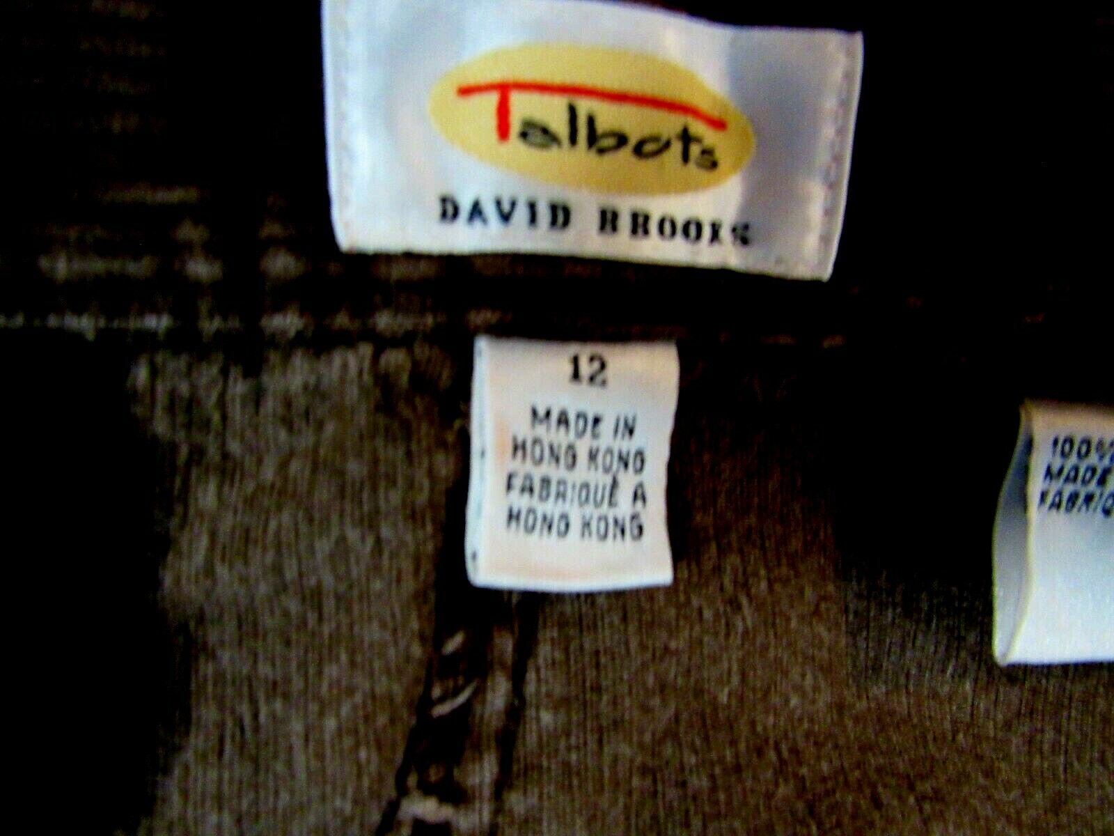 VTG TALBOTS David Brooks Corduroy Cotton Pants Dark Brown 31 1/2 x 29 12 L EUC