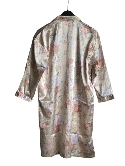 90s Vintage Housecoat/Dressing Gown Multicoloured Satin Brocade Retro 36/38