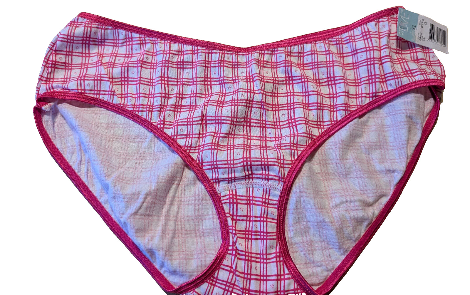 Vintage Y2K St Eve Intimates XL Panty Hong Kong Hot Pink/White Brief Cotton New