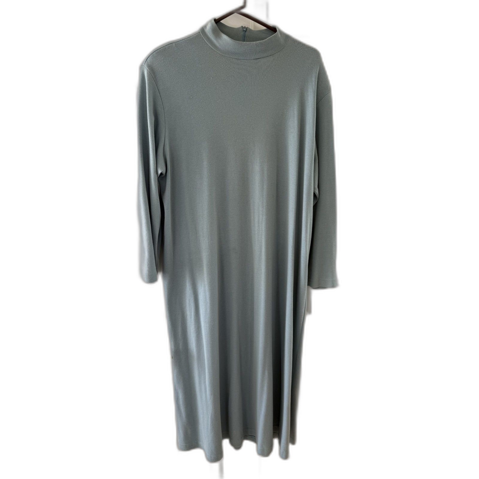 Silhouettes Light Blue Long Sleeve Mock Neck Dress Size XL Made in USA