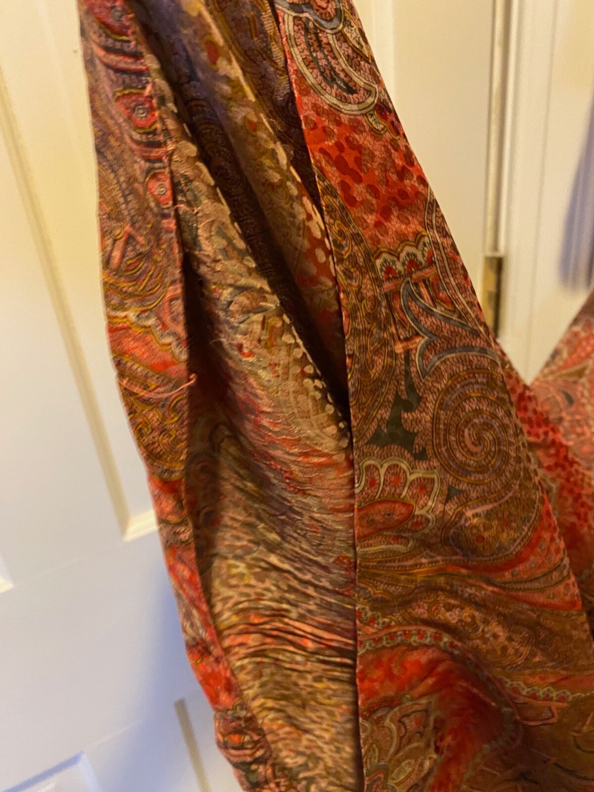 Carolyne Roehm Size 6 paisley jumpsuit w/ bolero and 10 foot scarf–worn once