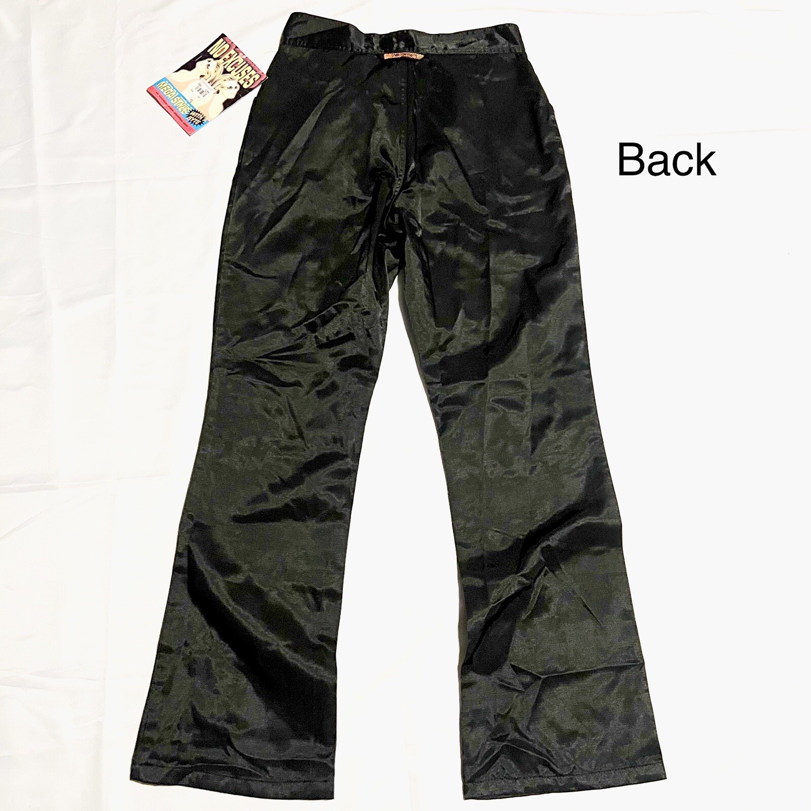 NWT 90s Vintage No Excuses Black Shiny Silky High Waisted Y2K Pants Size 11/12