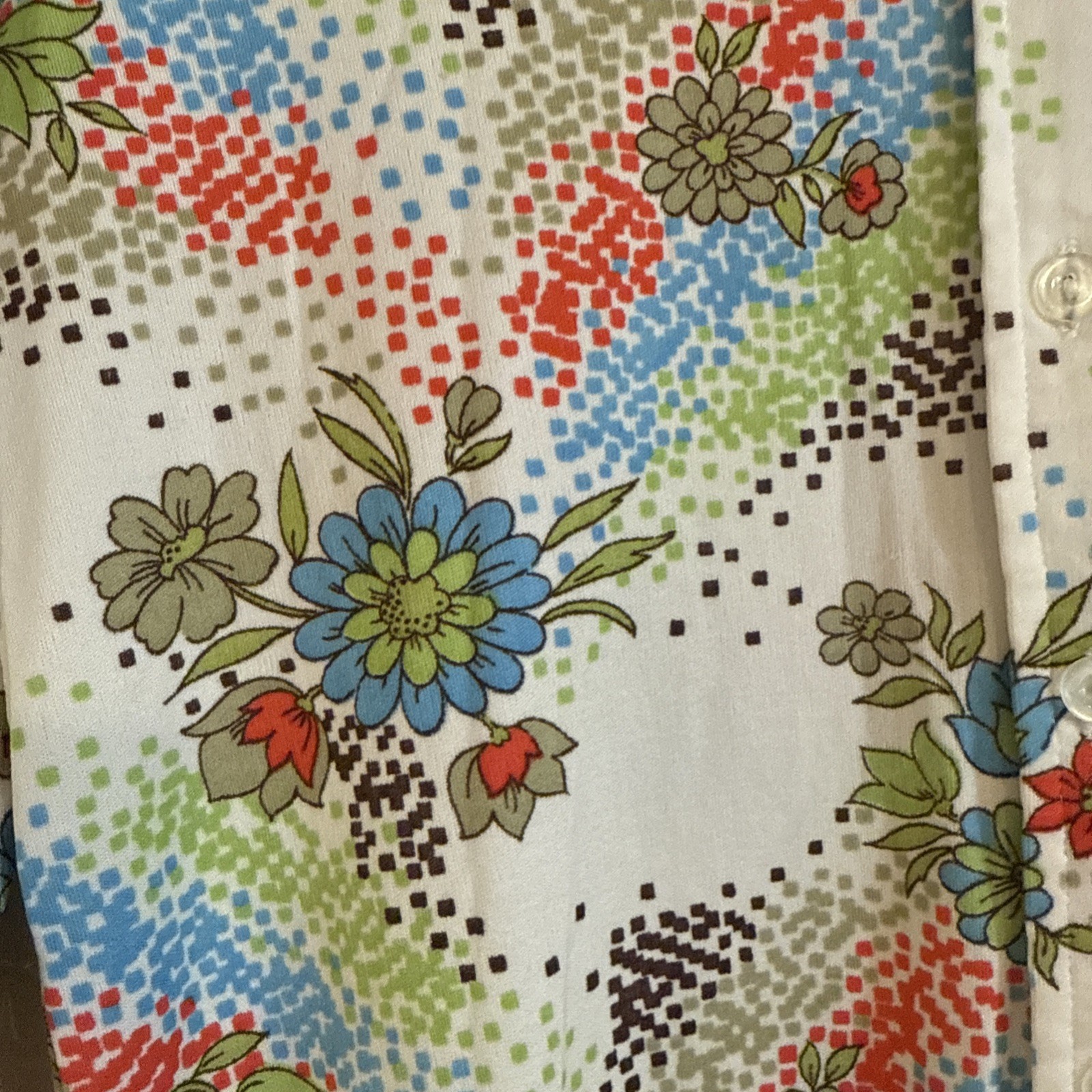 Robert Firenze Butterfly Collar Blouse Small – Floral Geometric Print Nylon NWOT