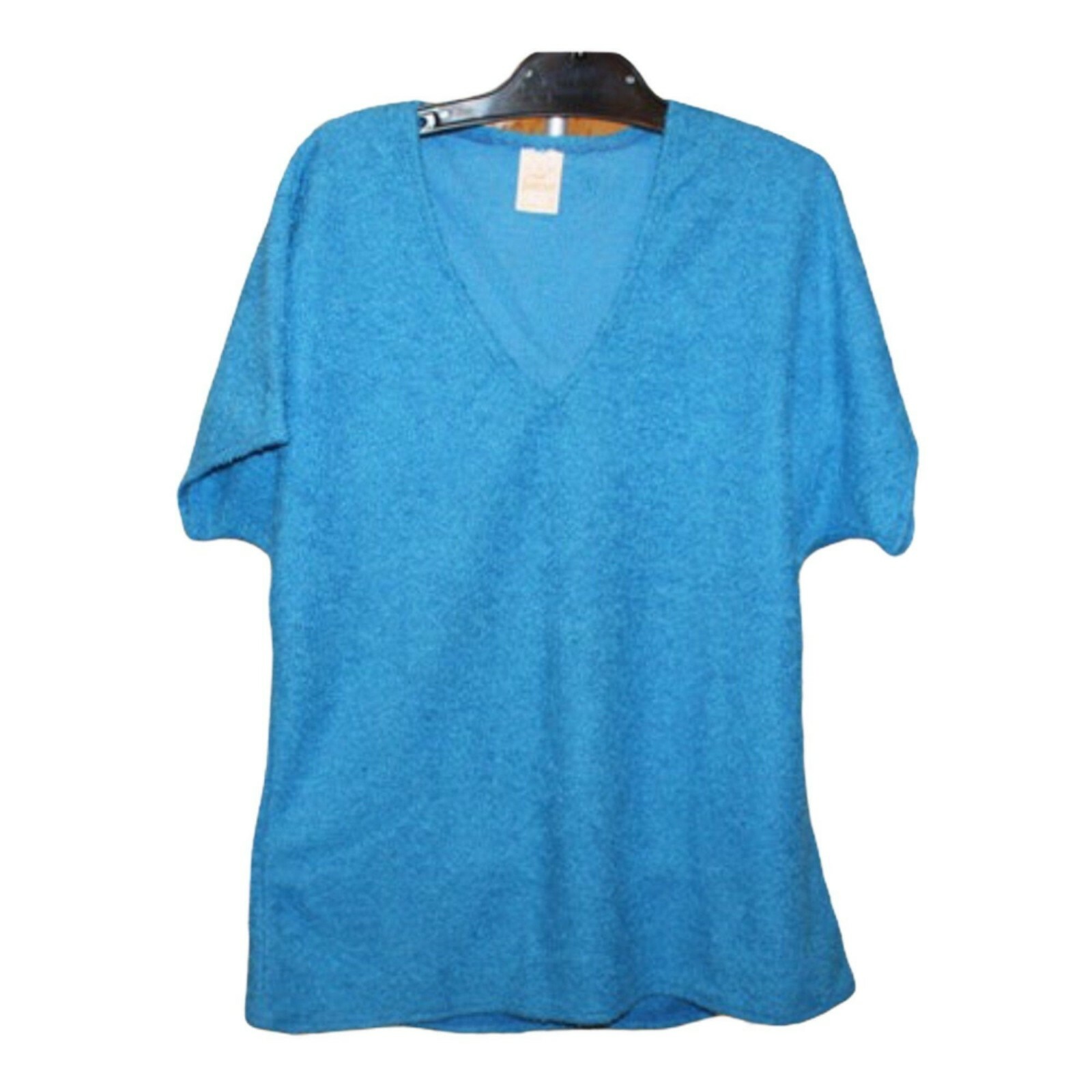 Vtg 80s Jantzen Terry Cloth Shirt Turquoise Blue Women New with Original Tags