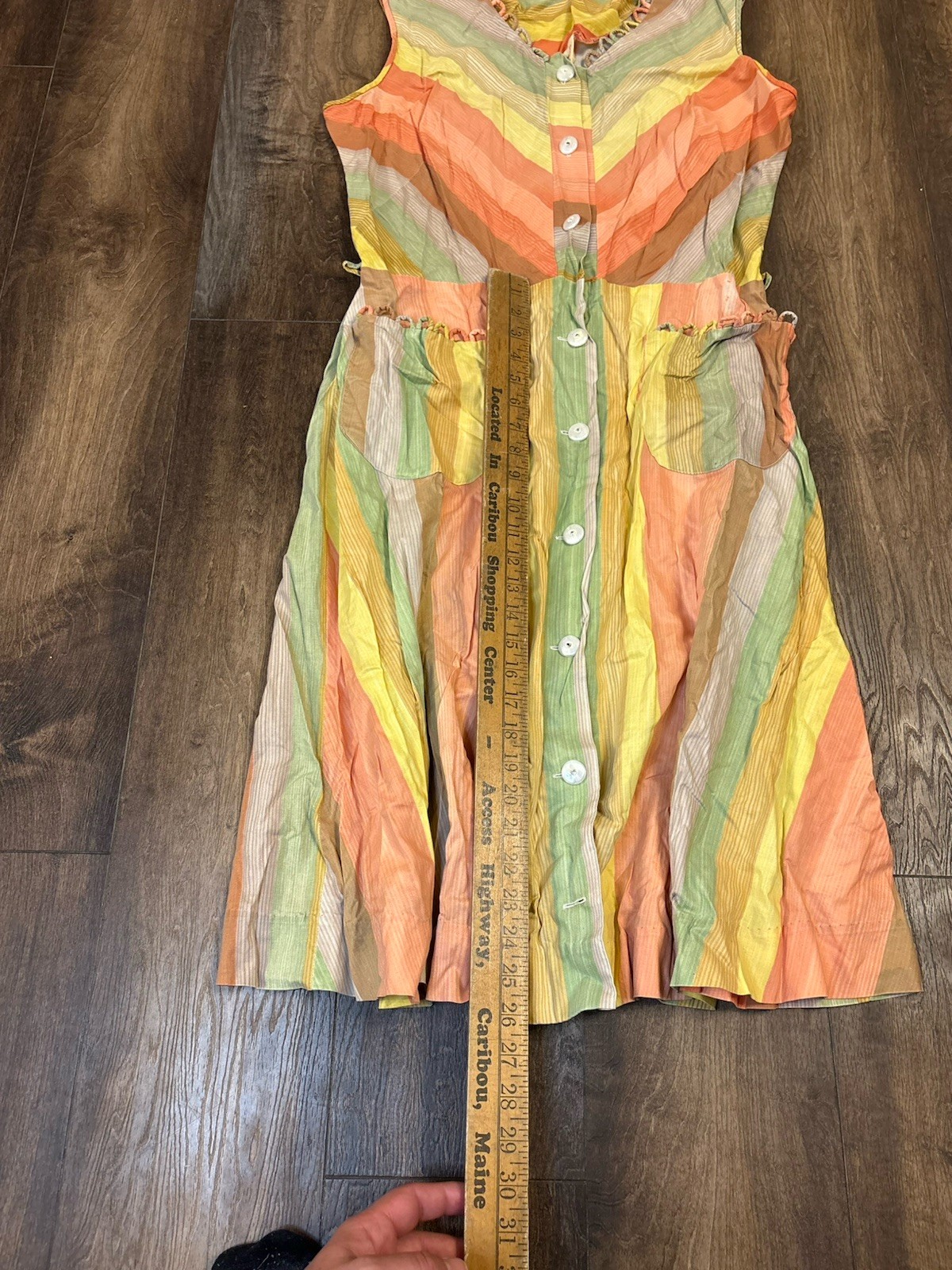 Vtg Penney’s Brentwood Striped Day Dress Women’s Medium Button Sleeveless 60s