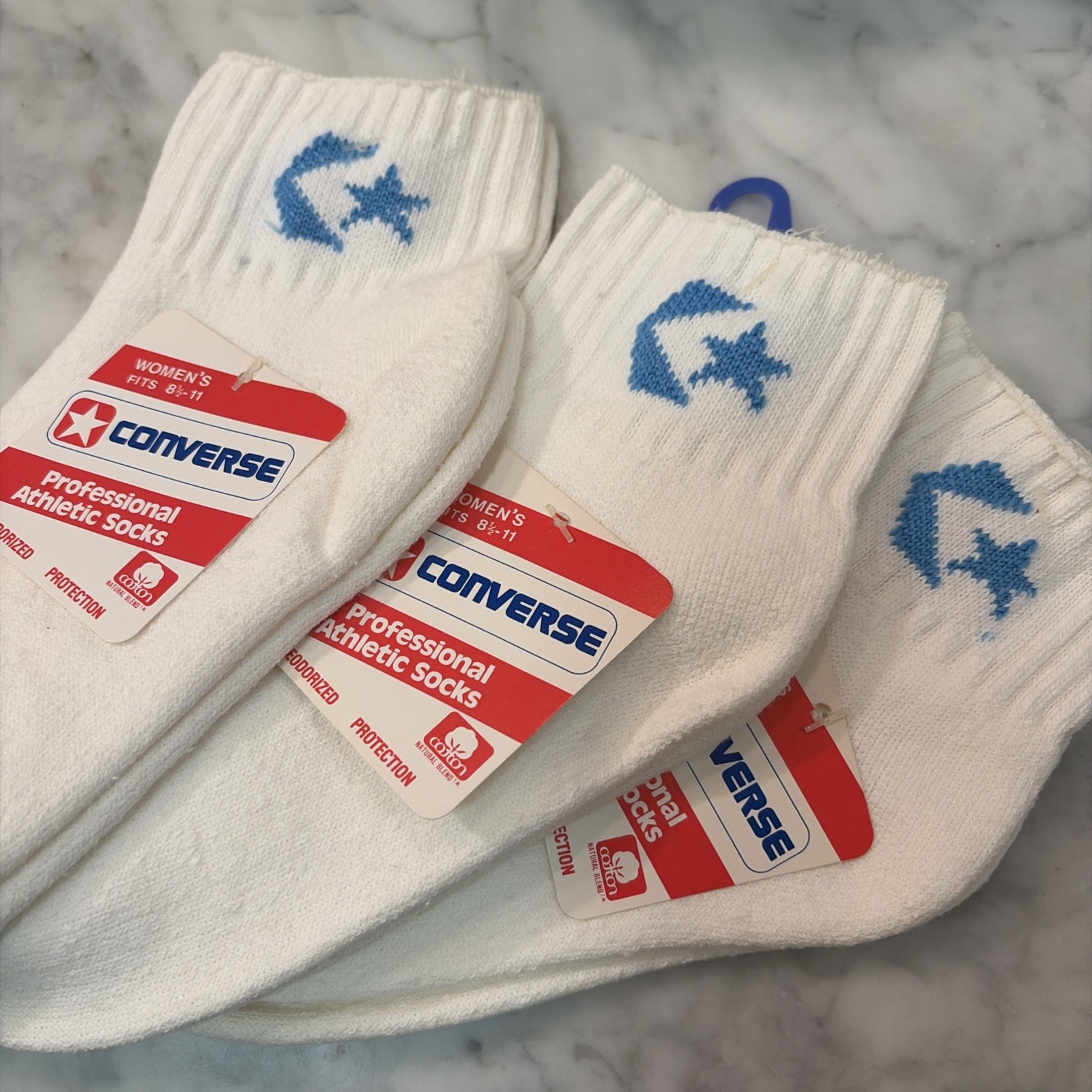 VTG Y2K Converse WMN Weapon Professional Socks Tennis NOS 1980’s 8-11 – USA Blue