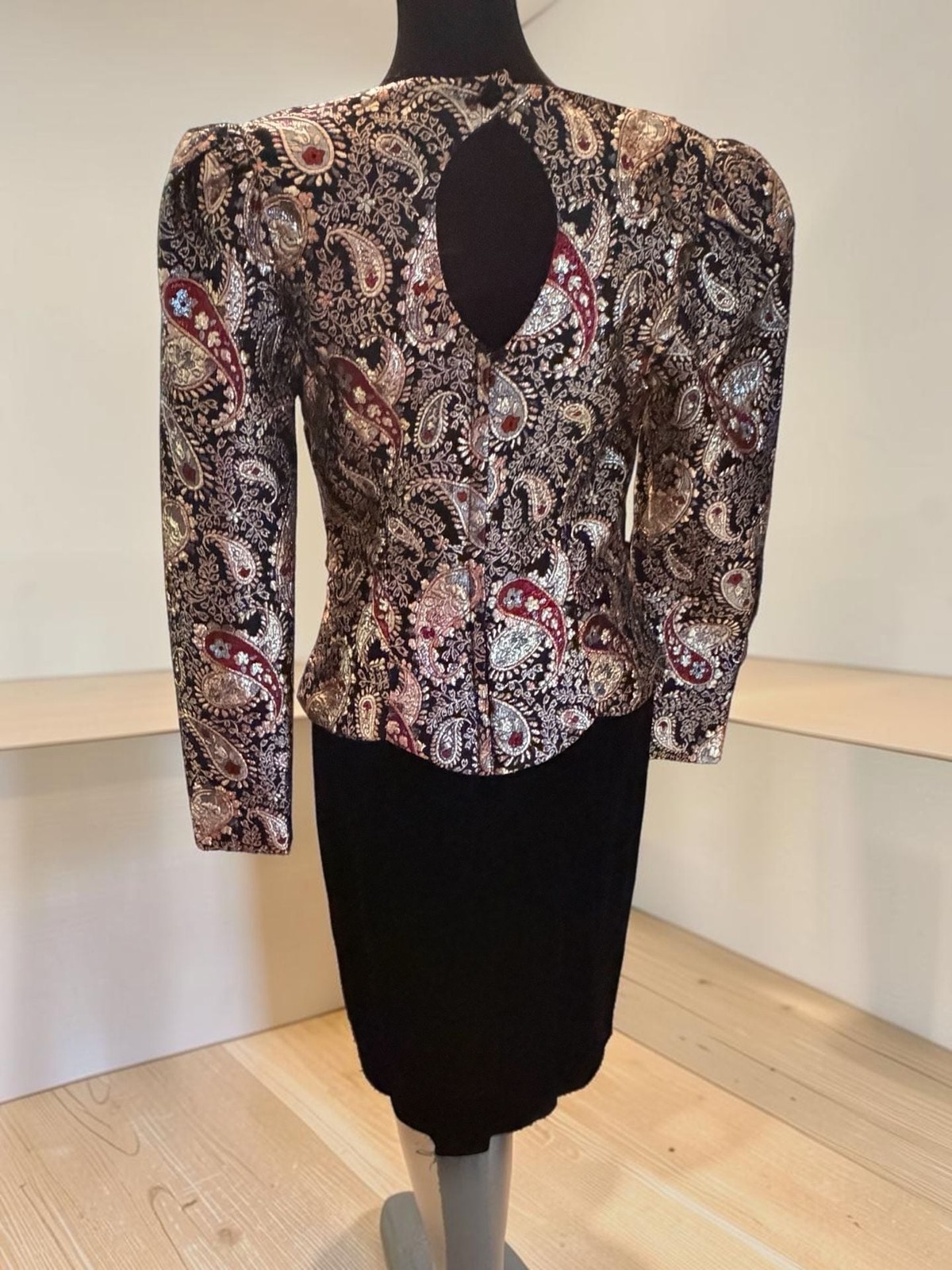 Vintage Talbots Scott McClintock Paisley Brocade and Black Velvet Dress
